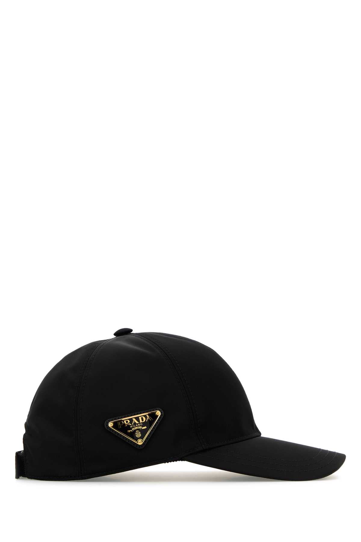 BLACK NYLON BASEBALL CAP Prada