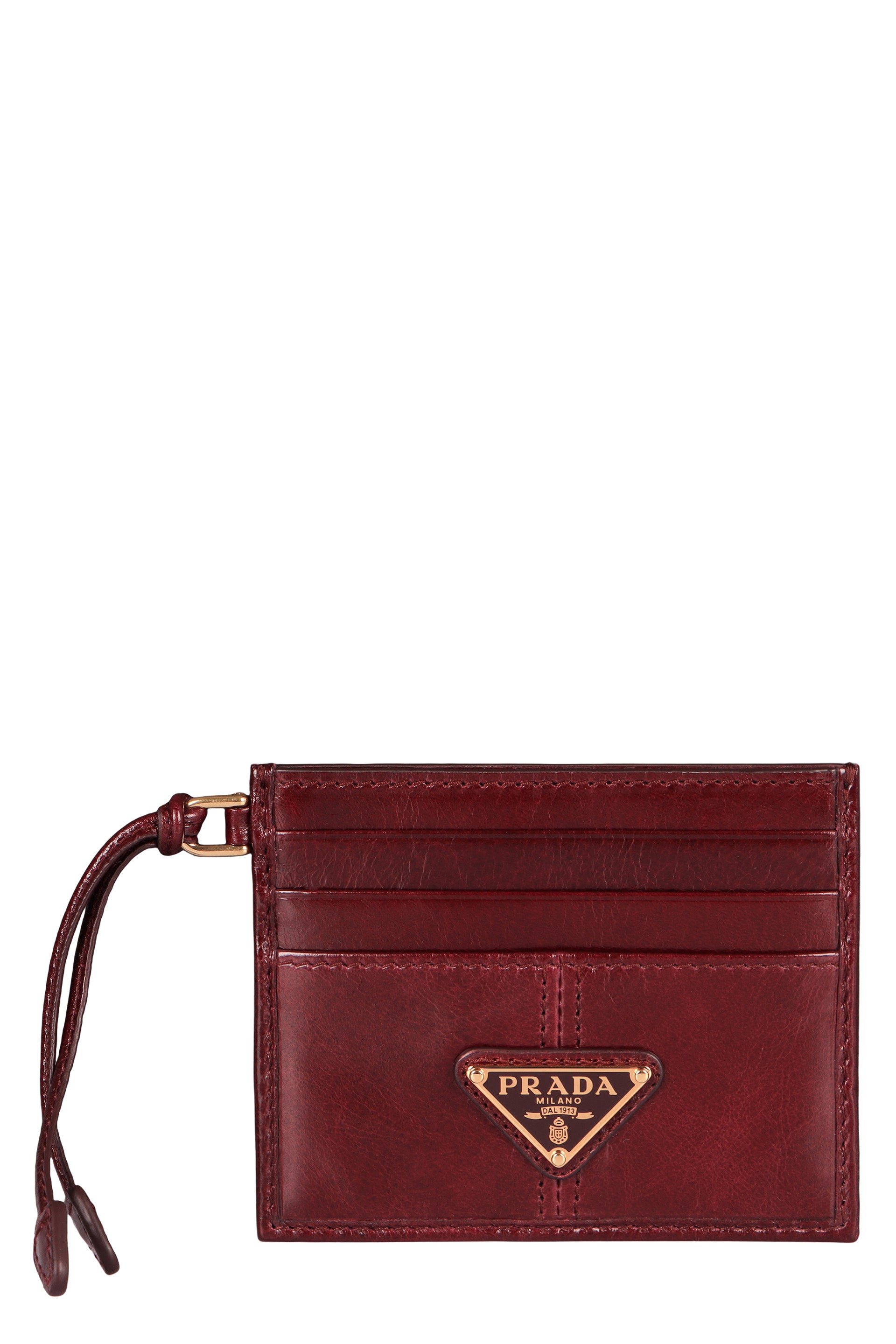 LEATHER CARD HOLDER Prada Burgundy TU