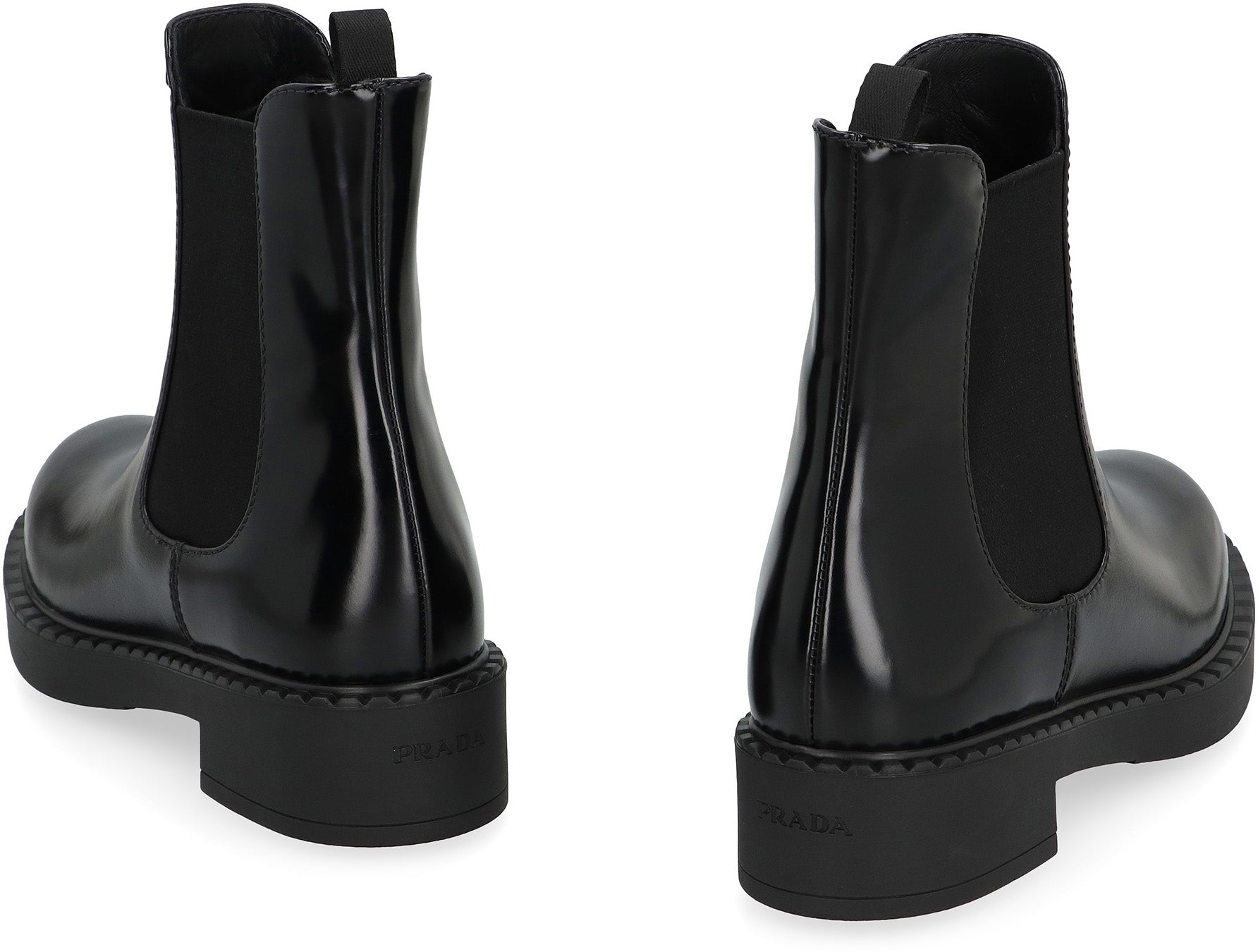 BLACK LEATHER ANKLE BOOTS Prada