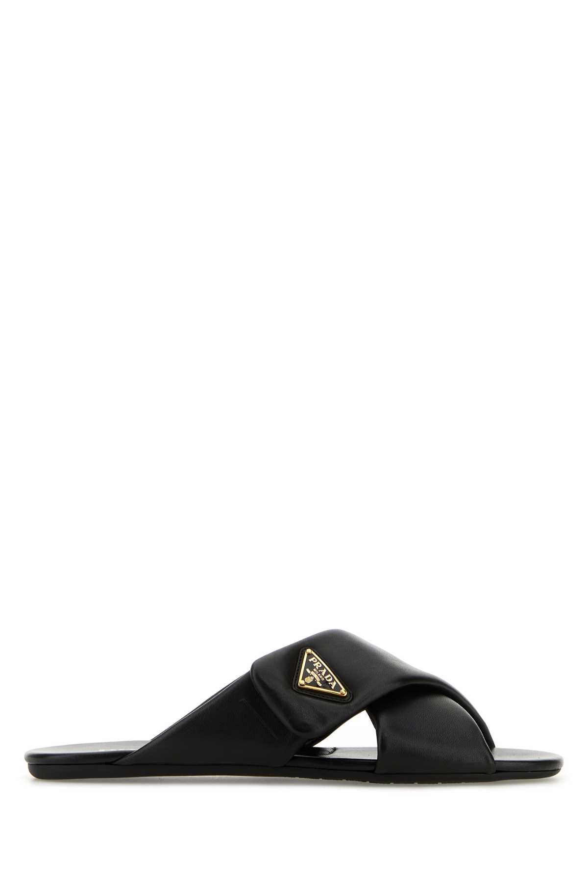 BLACK NAPPA LEATHER SLIPPERS Prada BLACK 38.5