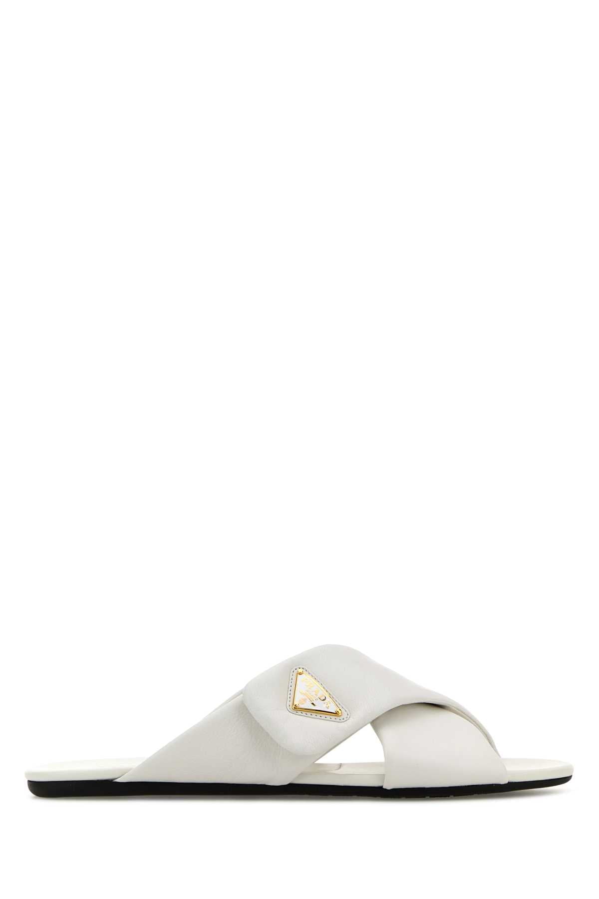 WHITE NAPPA LEATHER SLIPPERS Prada WHITE 40