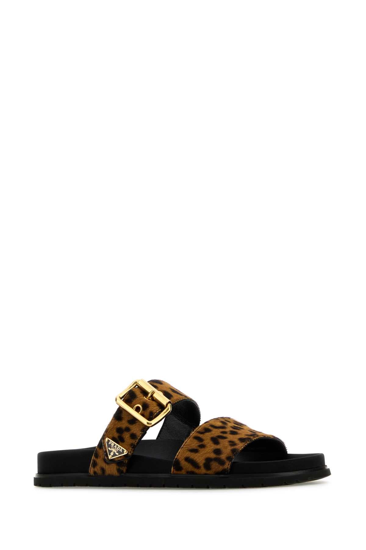 PRINTED CALF HAIR SLIPPERS Prada