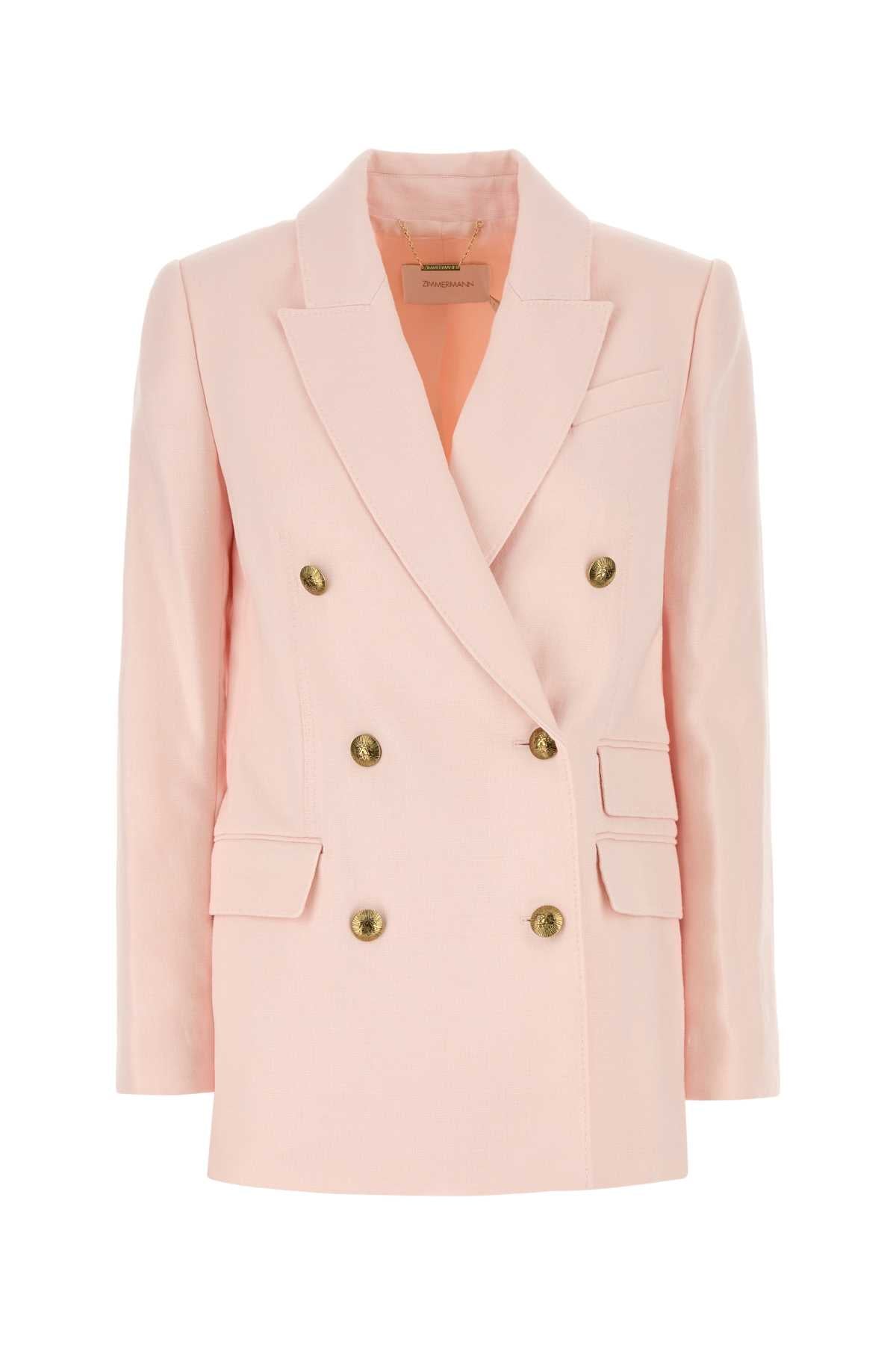 PASTEL PINK LINEN CRUSH BLAZER Zimmermann K 3
