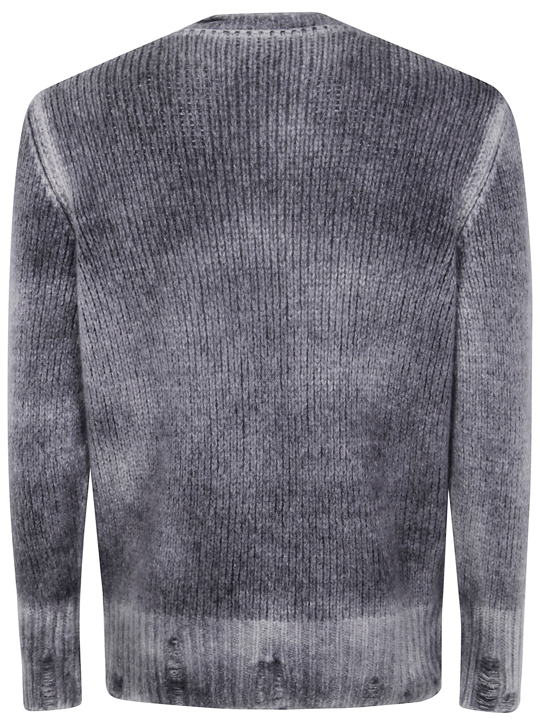 HAND PAINTED ROUND NECK PULLOVER IN CASHMERE SILK WITH DESTROYED EDGES Avant Toi