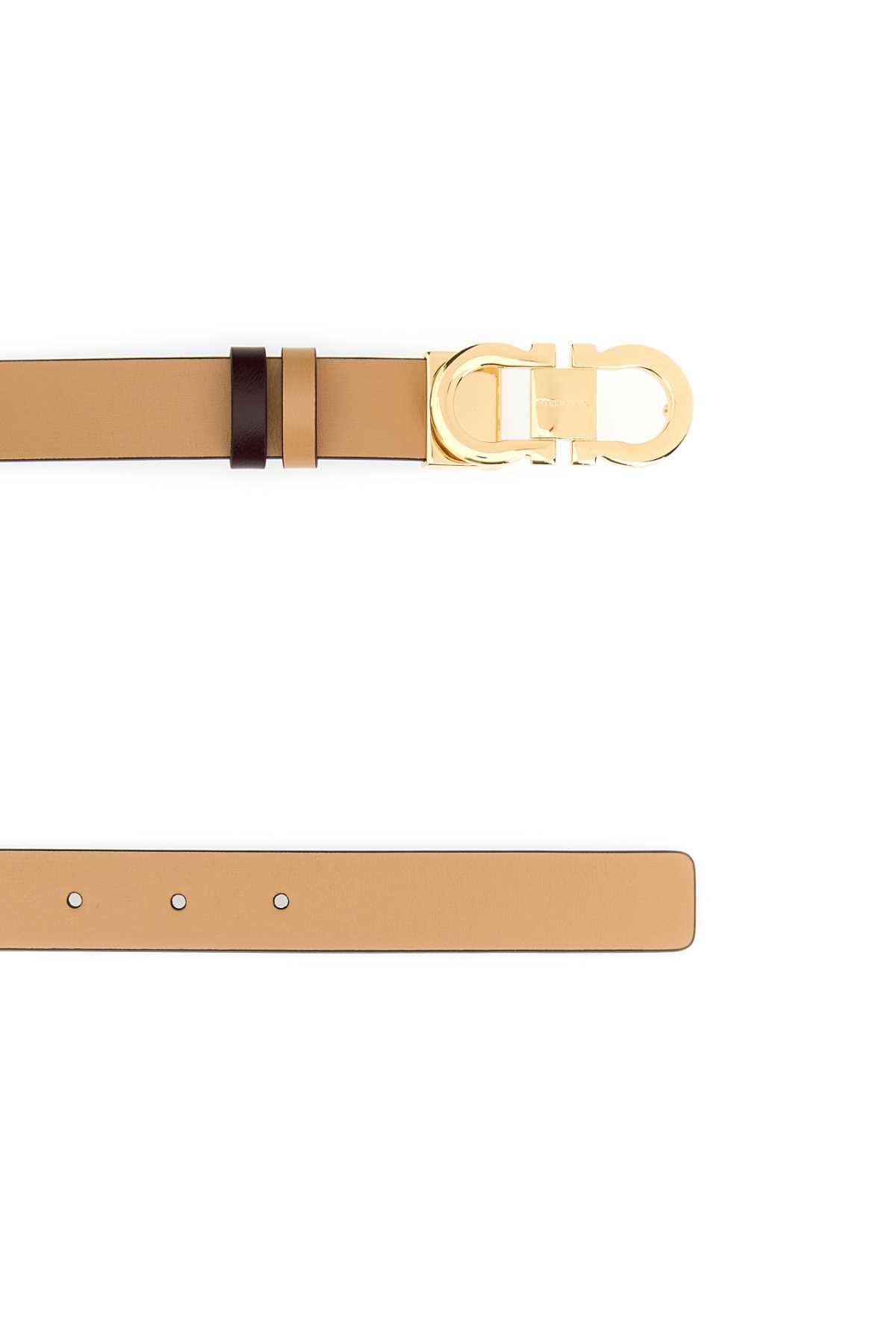 BEIGE LEATHER REVERSIBLE BELT Ferragamo BEIGE O TAN 80