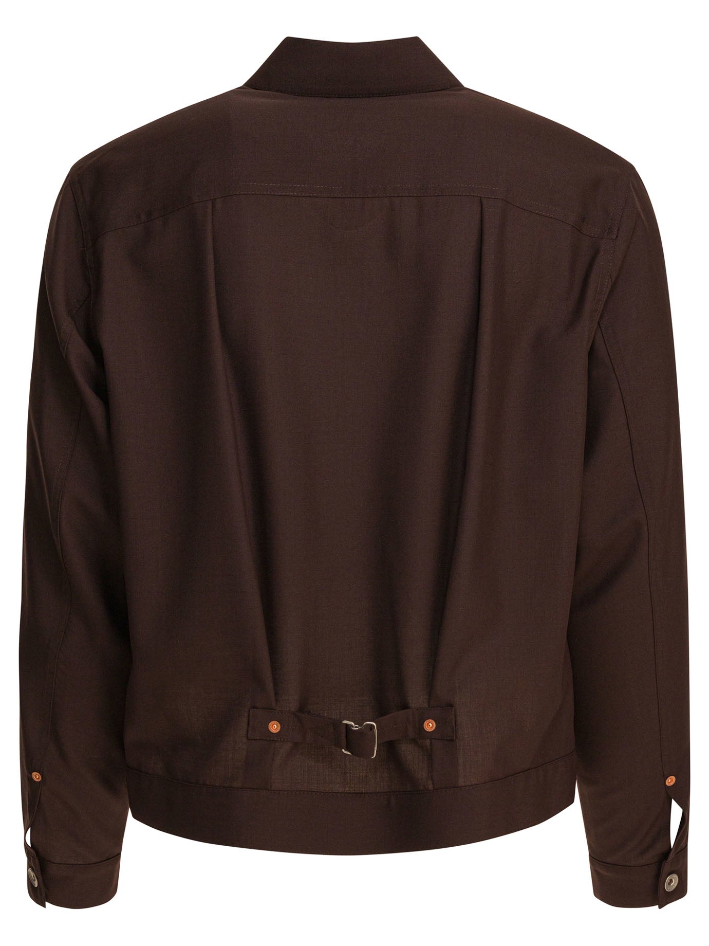 BROWN POLYESTER WOOL JACKET Sacai