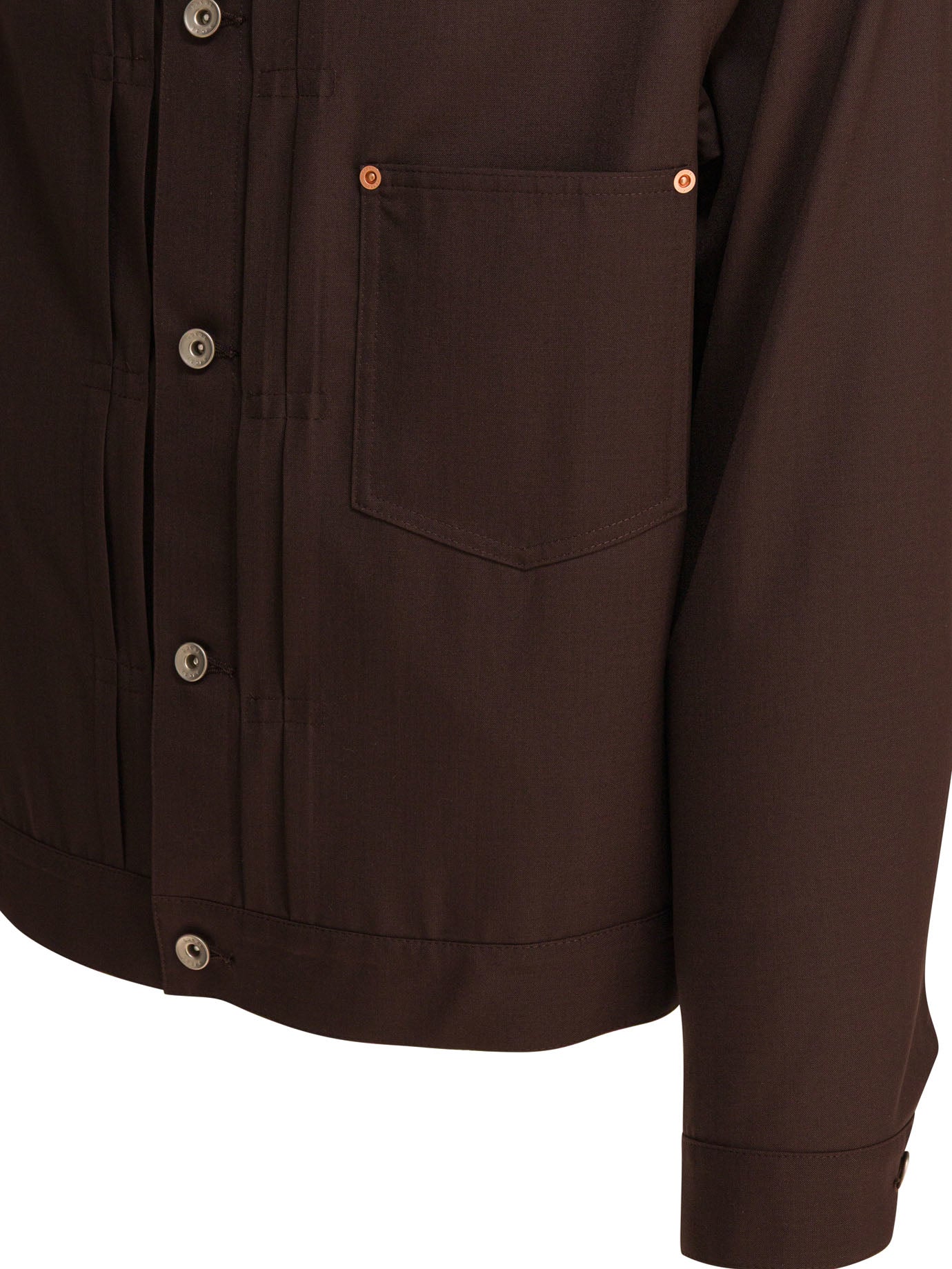 BROWN POLYESTER WOOL JACKET Sacai