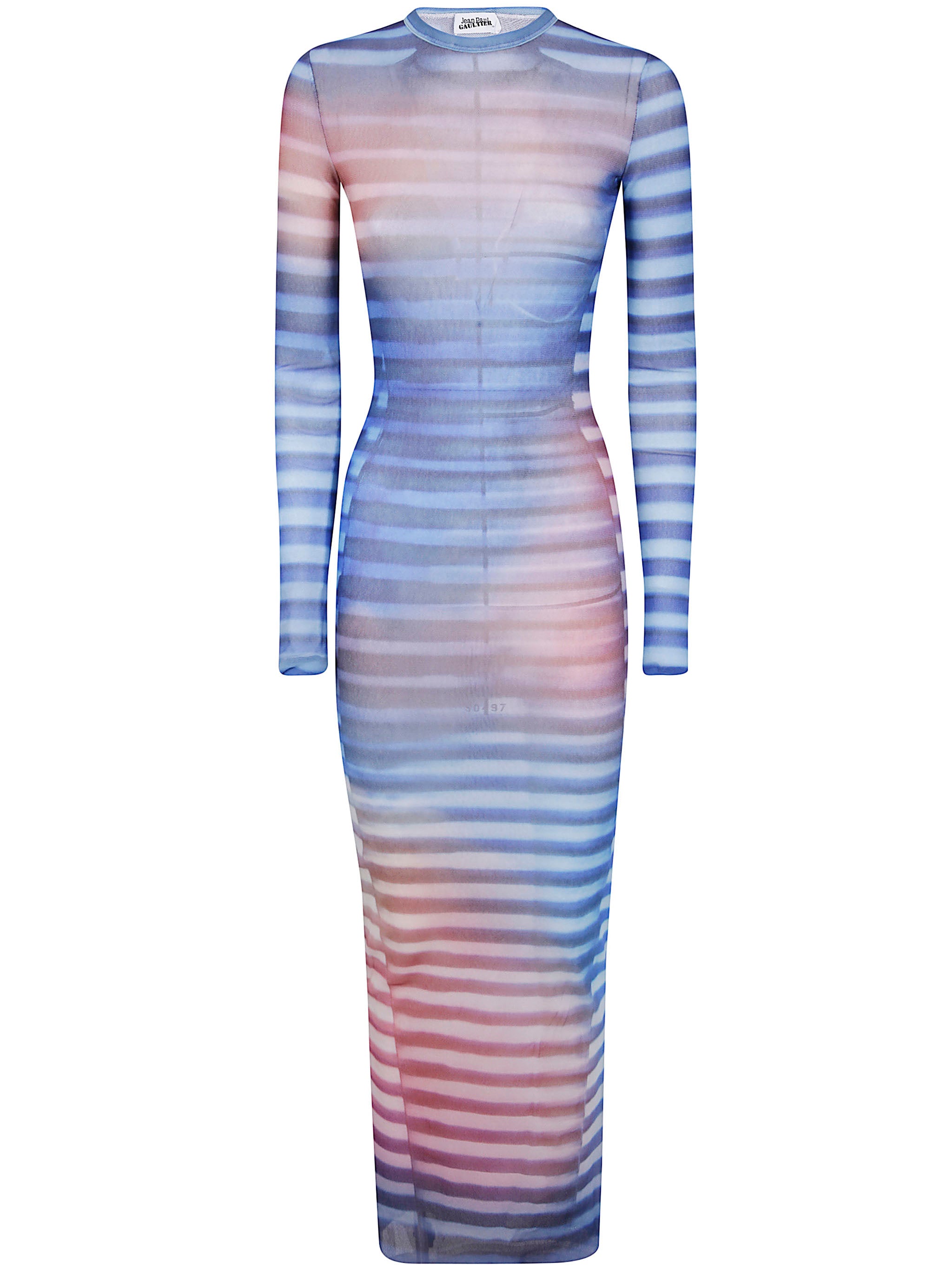 MESH LONG DRESS PRINTED "AIR" JEAN PAUL GAULTIER BLUE XS