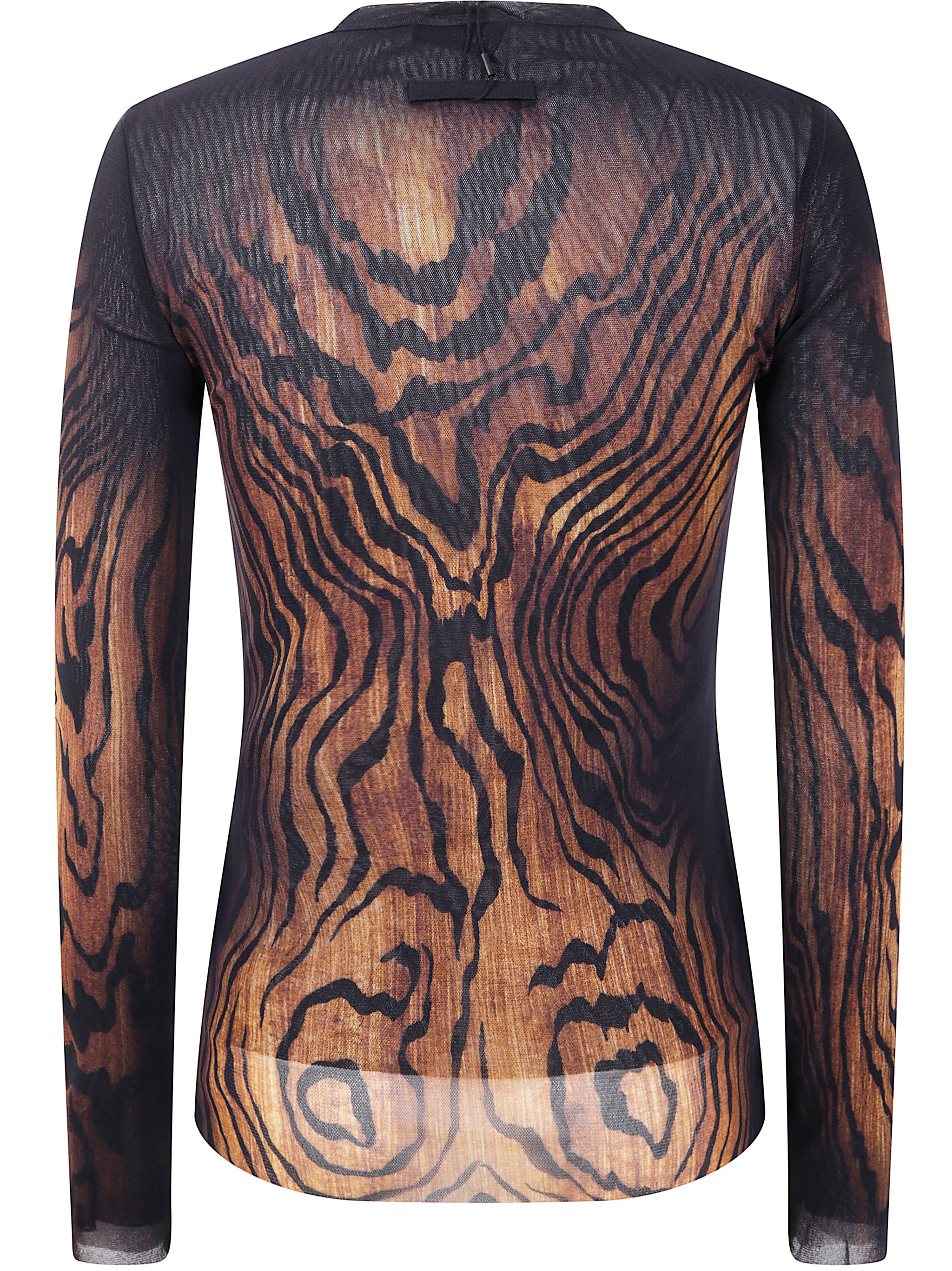 MESH LONG SLEEVES TOP PRINTED "WOOD" JEAN PAUL GAULTIER