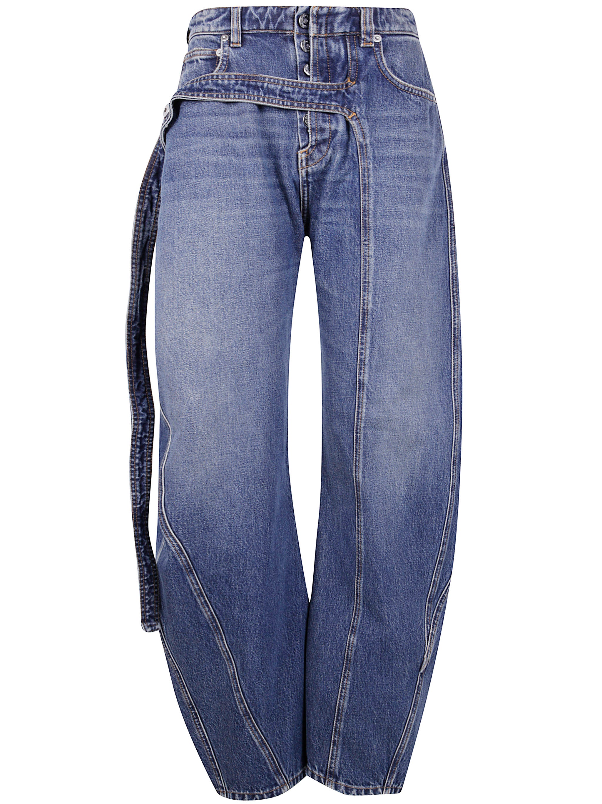 LOW WAISTED JEAN WITH STRAP DETAIL ON THE FRONT JEAN PAUL GAULTIER BLUE 25