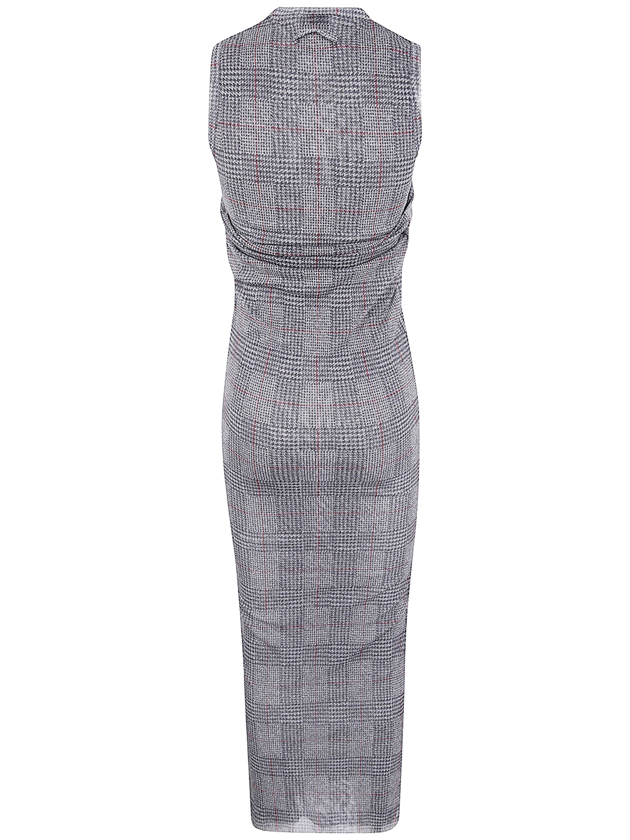 MESH LONG DRESS DOUBLE LAYER PRINTED "BODY SHADOW" AND "PRINCE OF WALES" JEAN PAUL GAULTIER