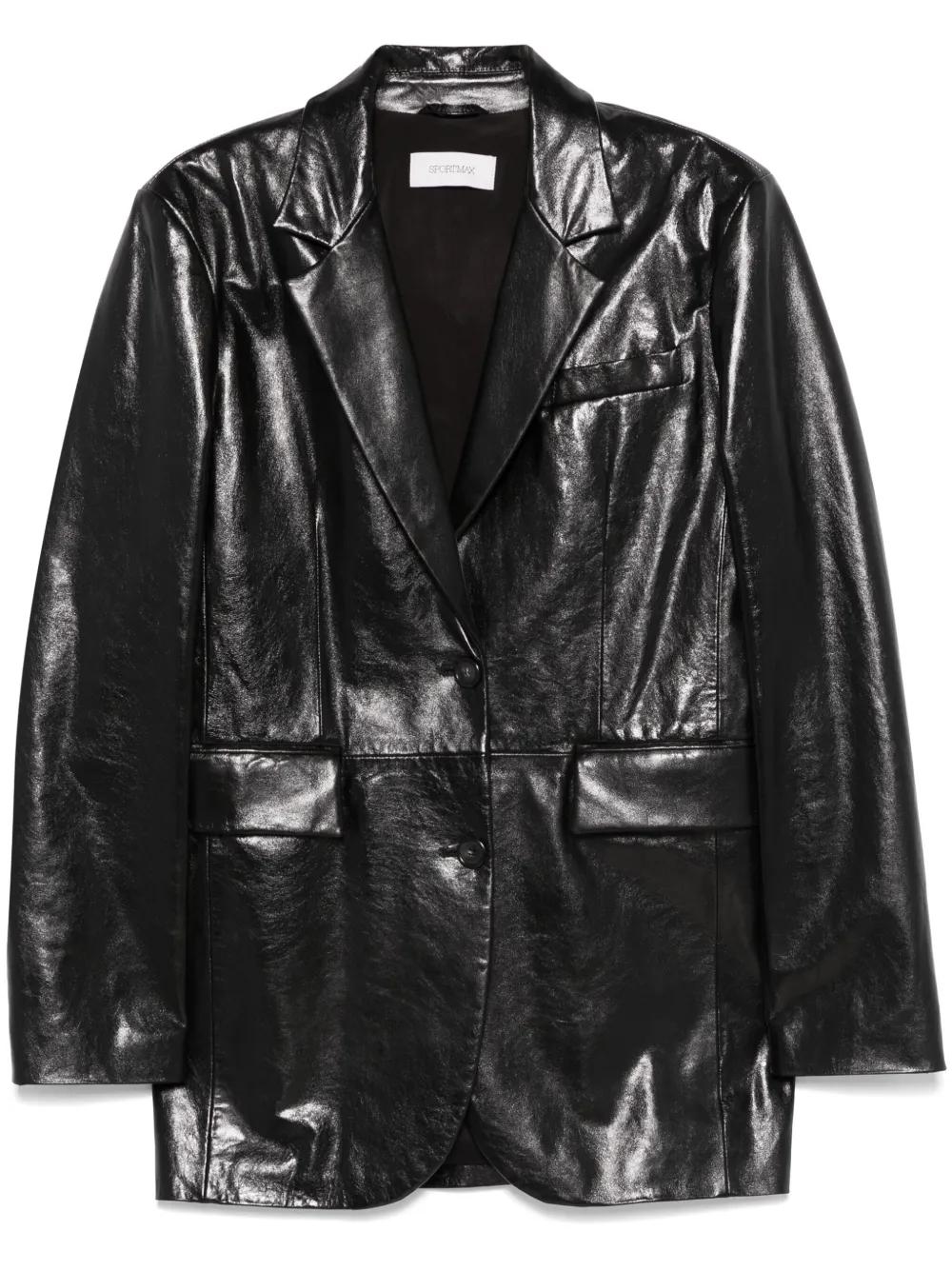 LEATHER JACKET WITH BELT MAX MARA SPORTMAX BLACK 42
