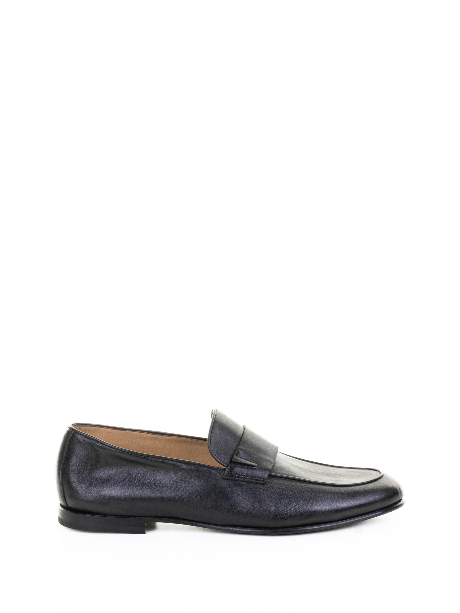 BLACK LEATHER MOCCASIN BARRET BLACK 42.5