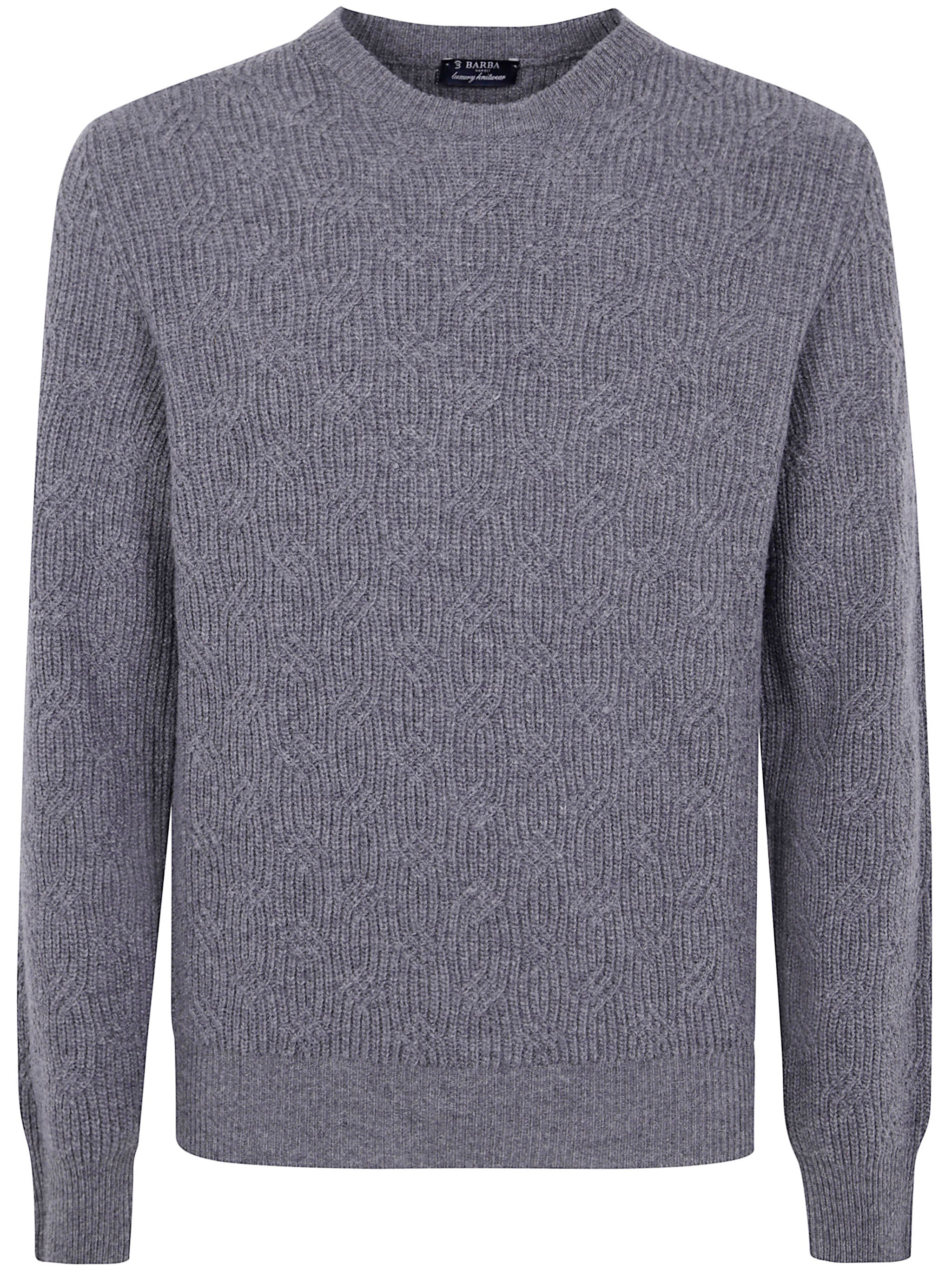 ROUND NECK EMBROIDERY SWEATER BARBA Napoli GREY 48