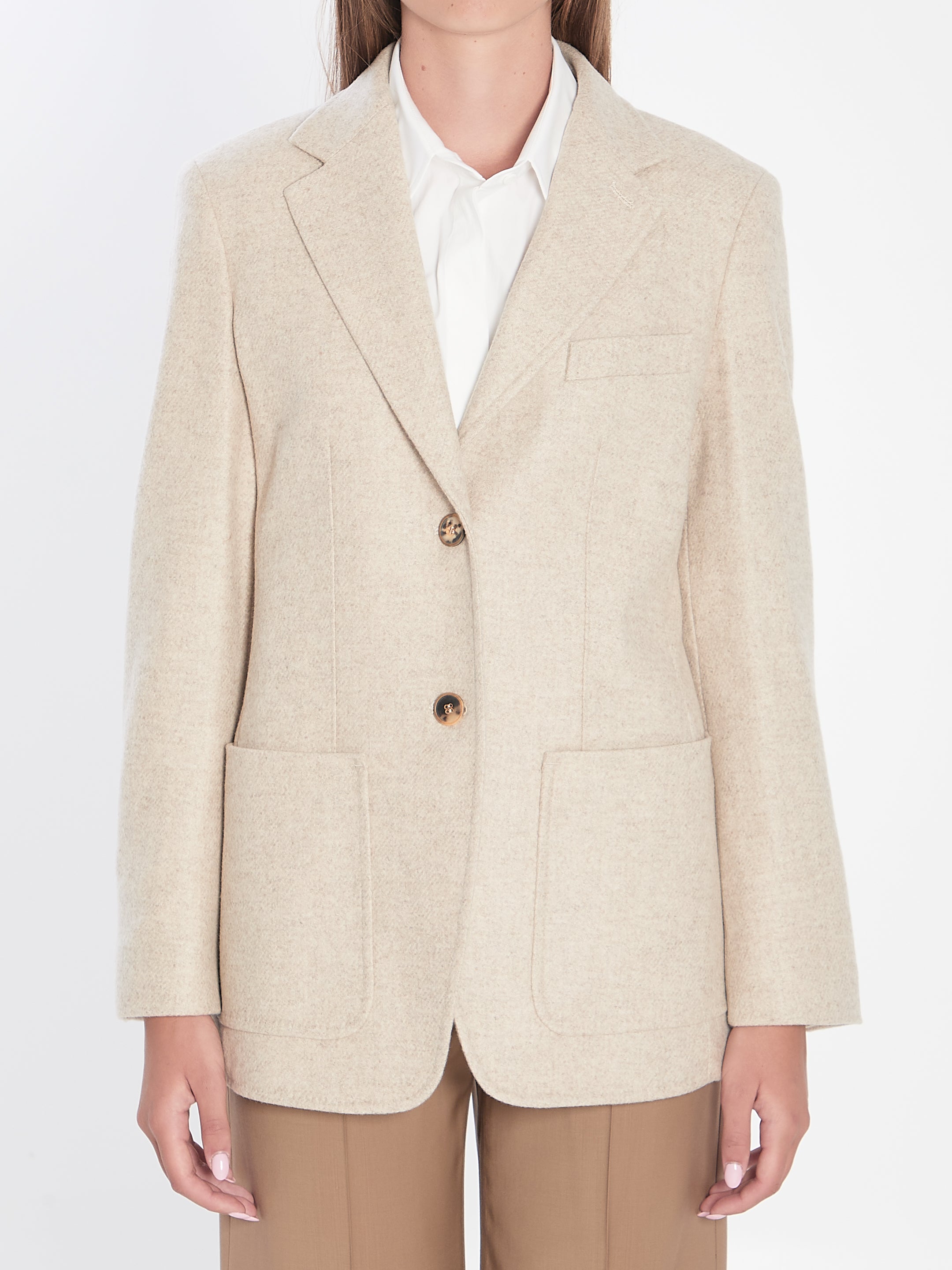 SINGLE-BREASTED BLAZER IN SHETLAND Max Mara BEIGE 40