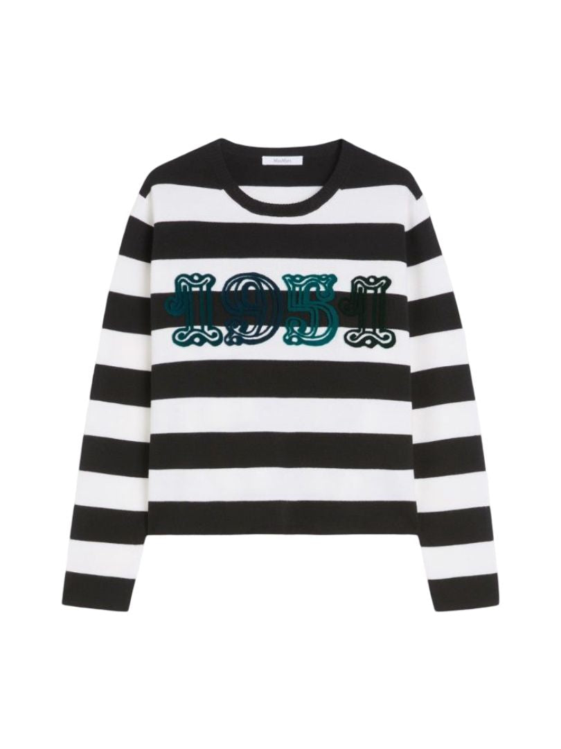 VITERBO - WOOL SWEATER WITH EMBROIDERY Max Mara WHITE/BLACK XS