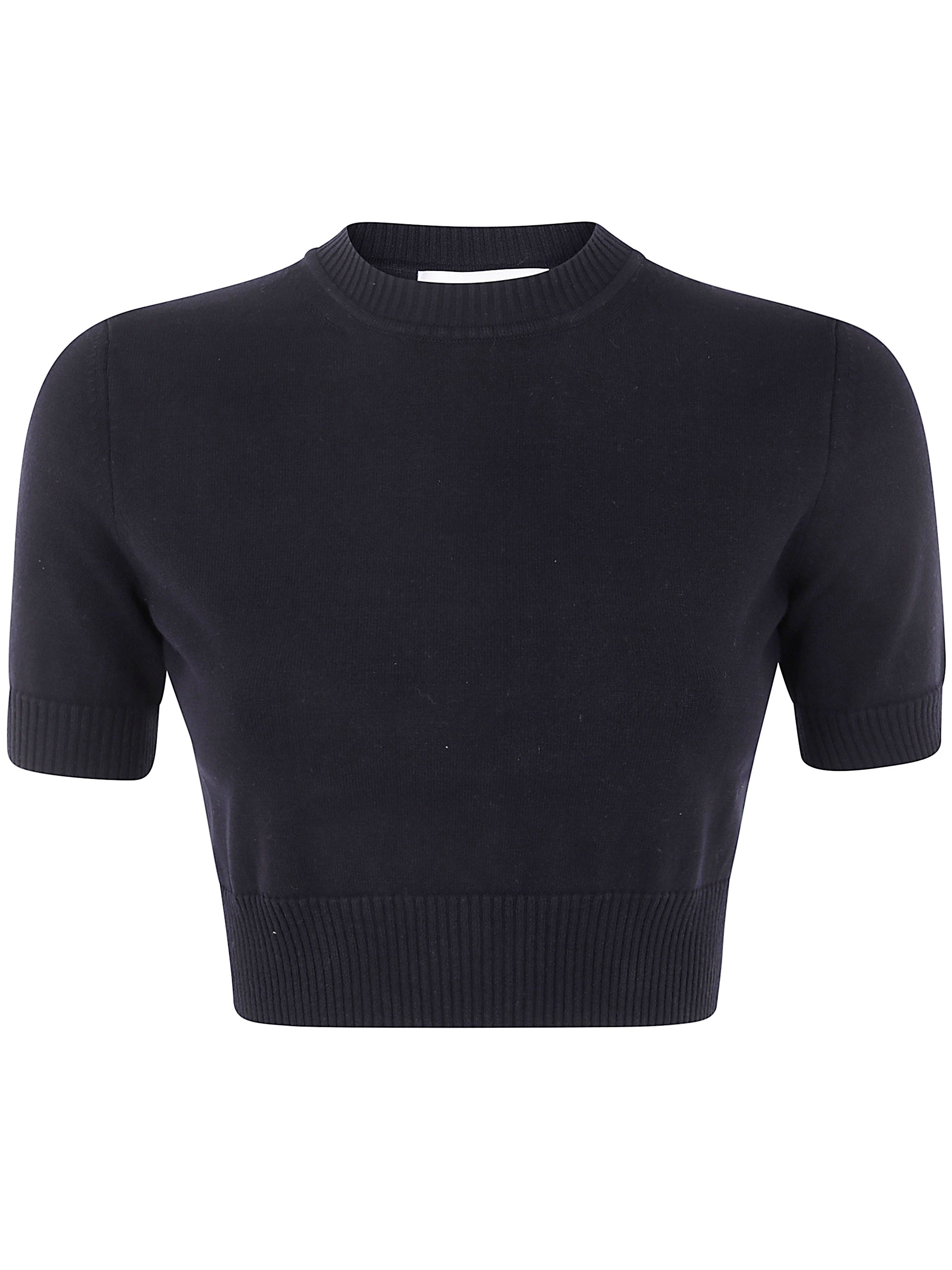 ROUND NECK SHORT SLEEVES WOVEN "BETTINA" T-SHIRT MAX MARA SPORTMAX BLACK XS