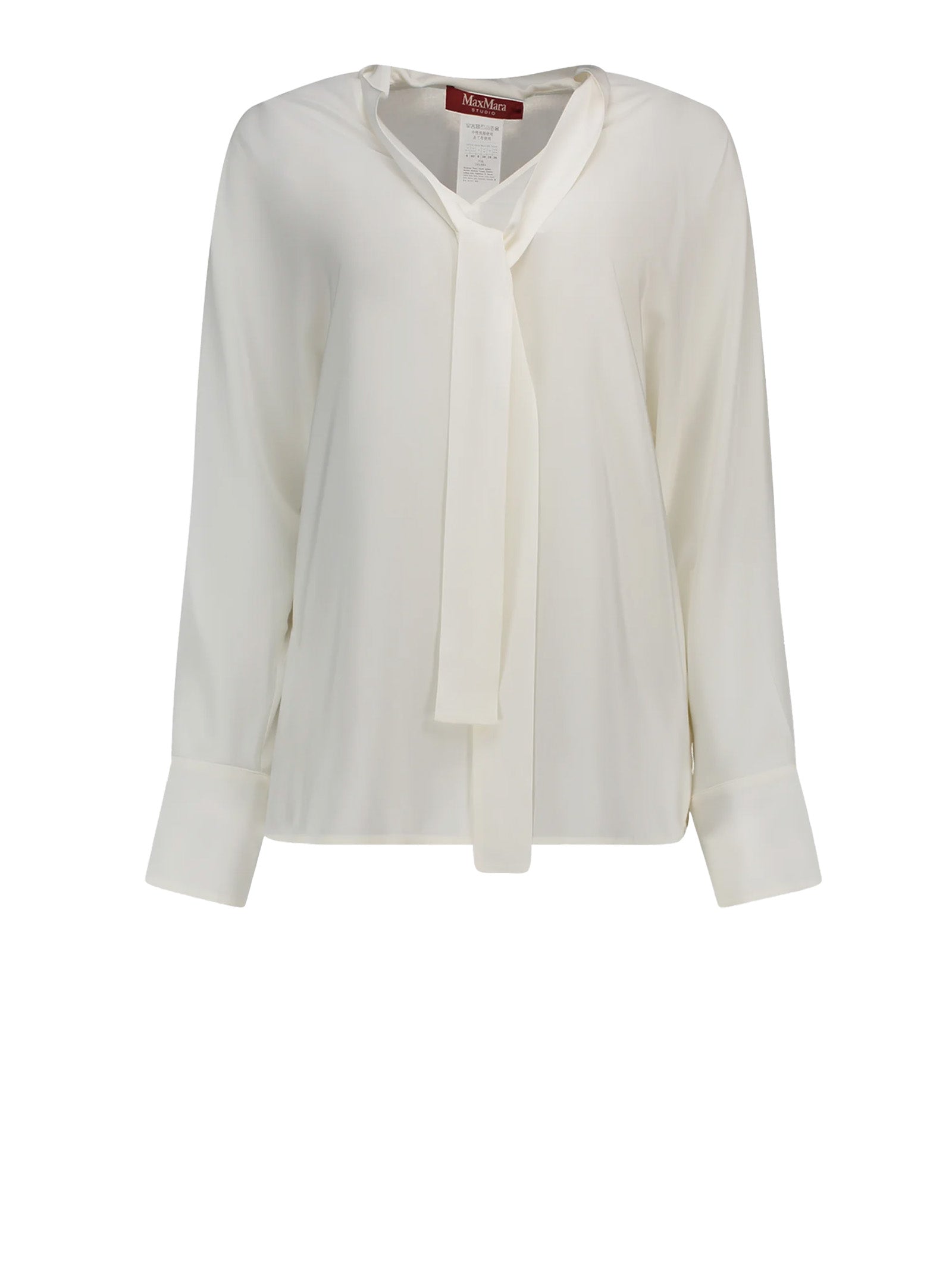 MAX MARA STUDIO WHITE LONG-SLEEVED BLOUSE MAX MARA STUDIO 042 44