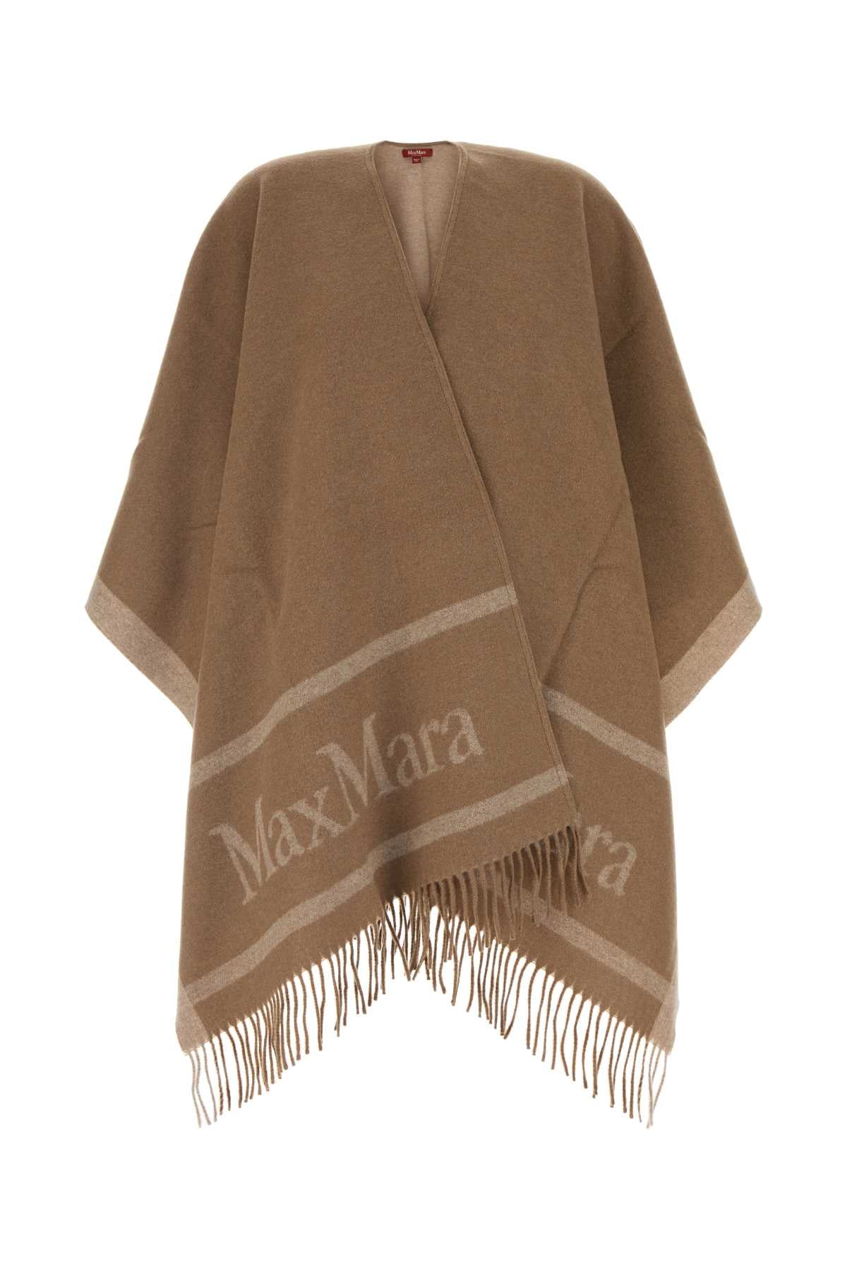HILDESTD - JACQUARD WOOL PONCHO Max Mara CAMEL ONE SIZE