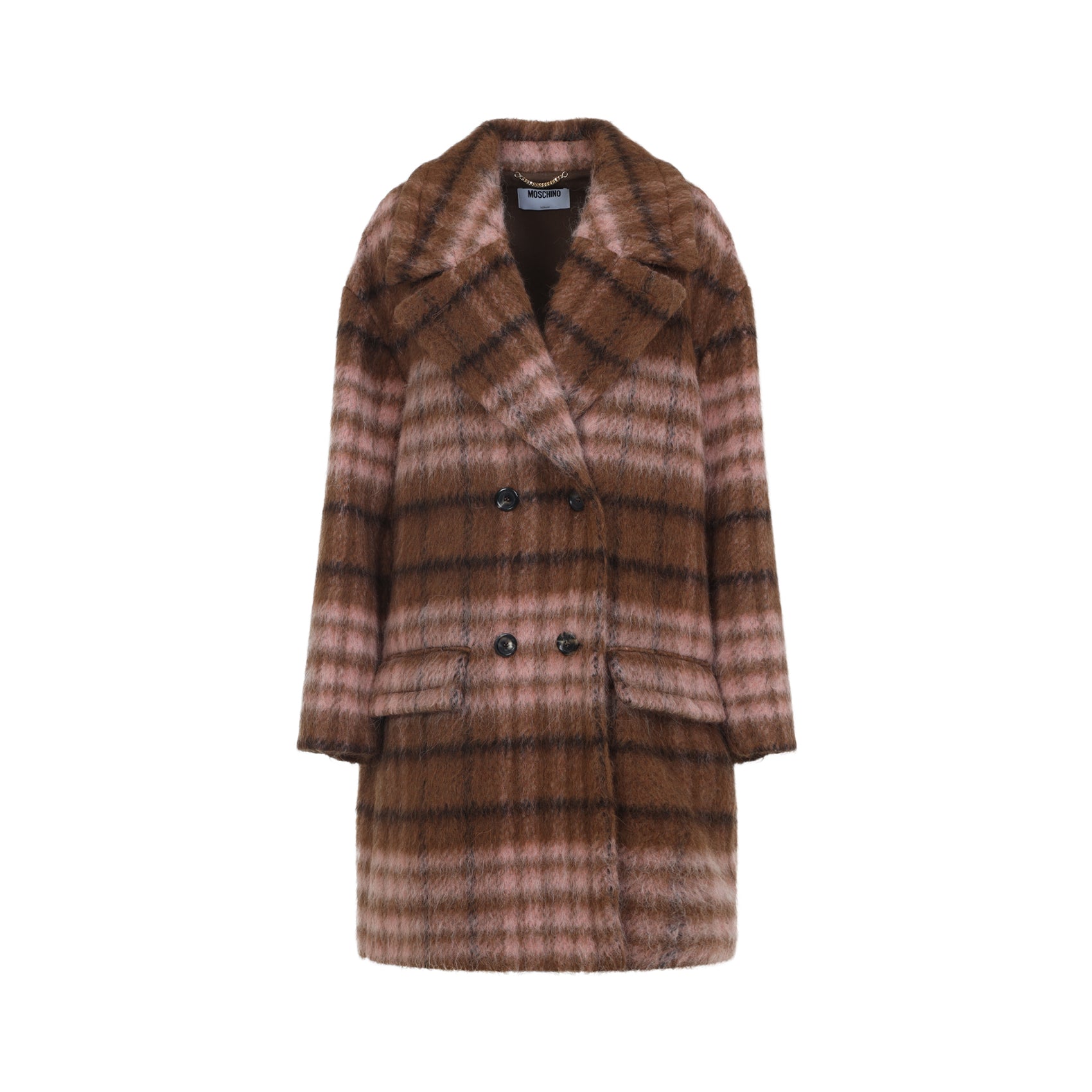 CHECK COAT MOSCHINO COUTURE BROWN 38