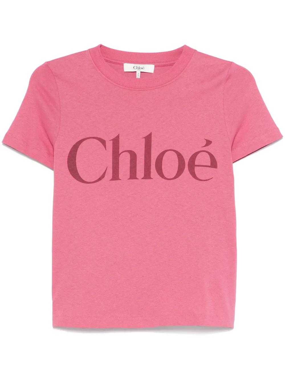 BABY FIT TSHIRT WITH LOGO Chloé PINK S