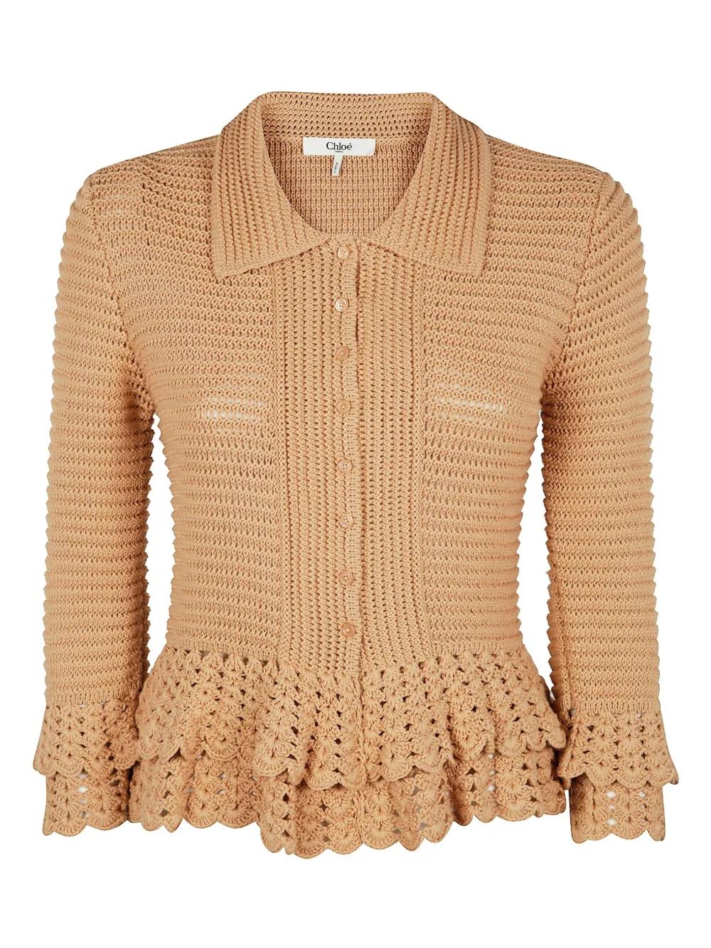 CROCHET KNIT CARDIGAN Chloé NUDE S