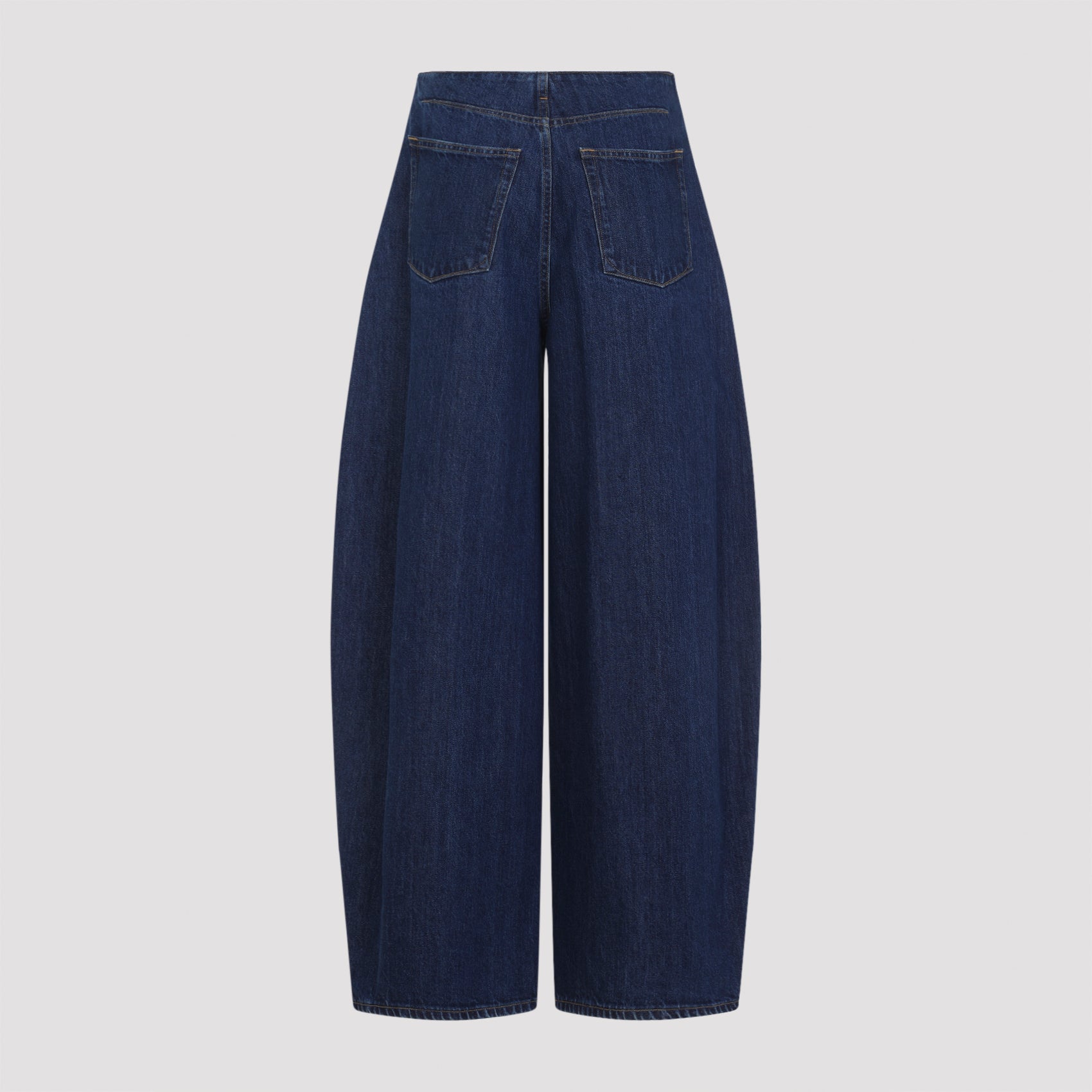 Medium blue wide-leg denim pants by Jil Sander, detail view