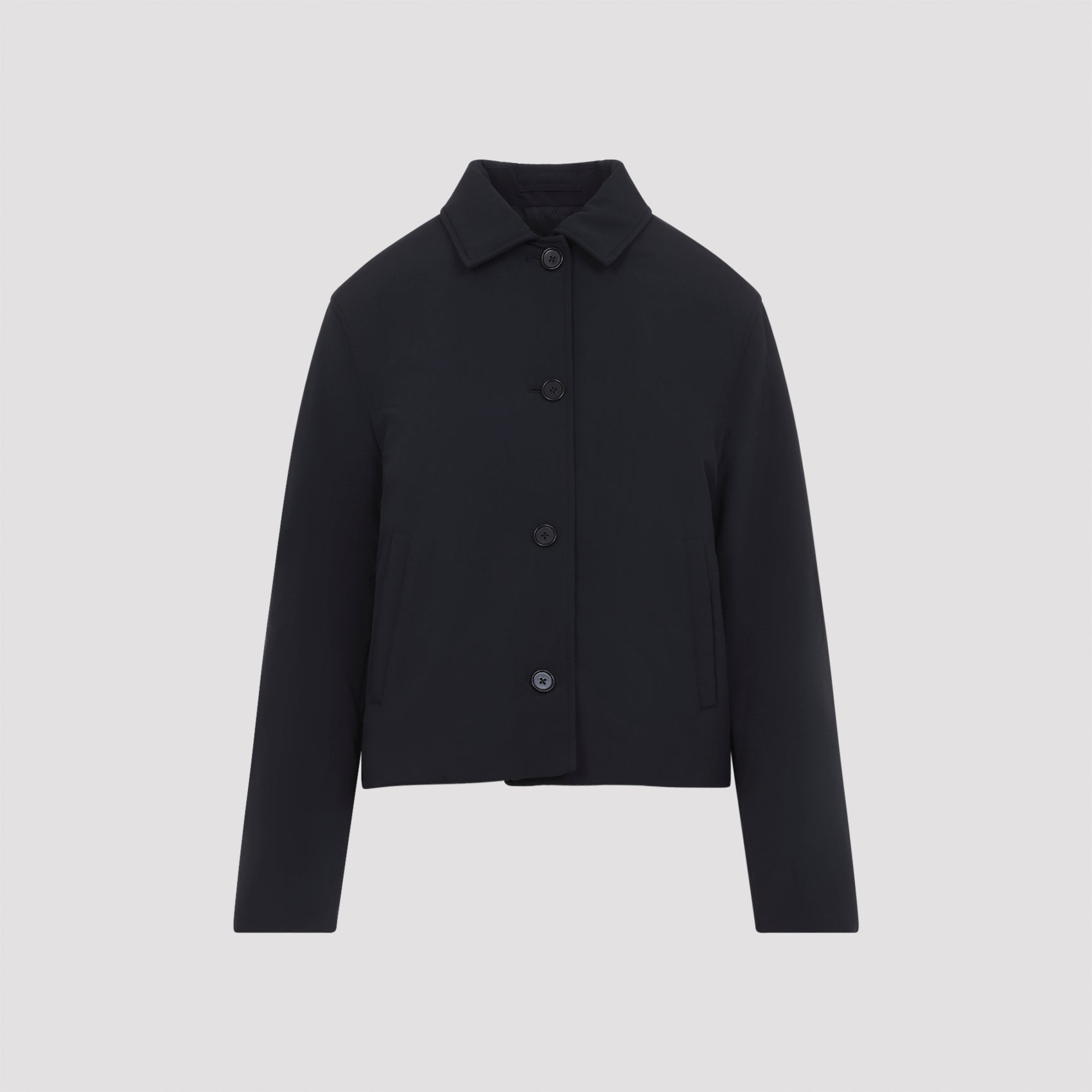 Midnight blue Jil Sander cropped blazer, back view by Jil Sander