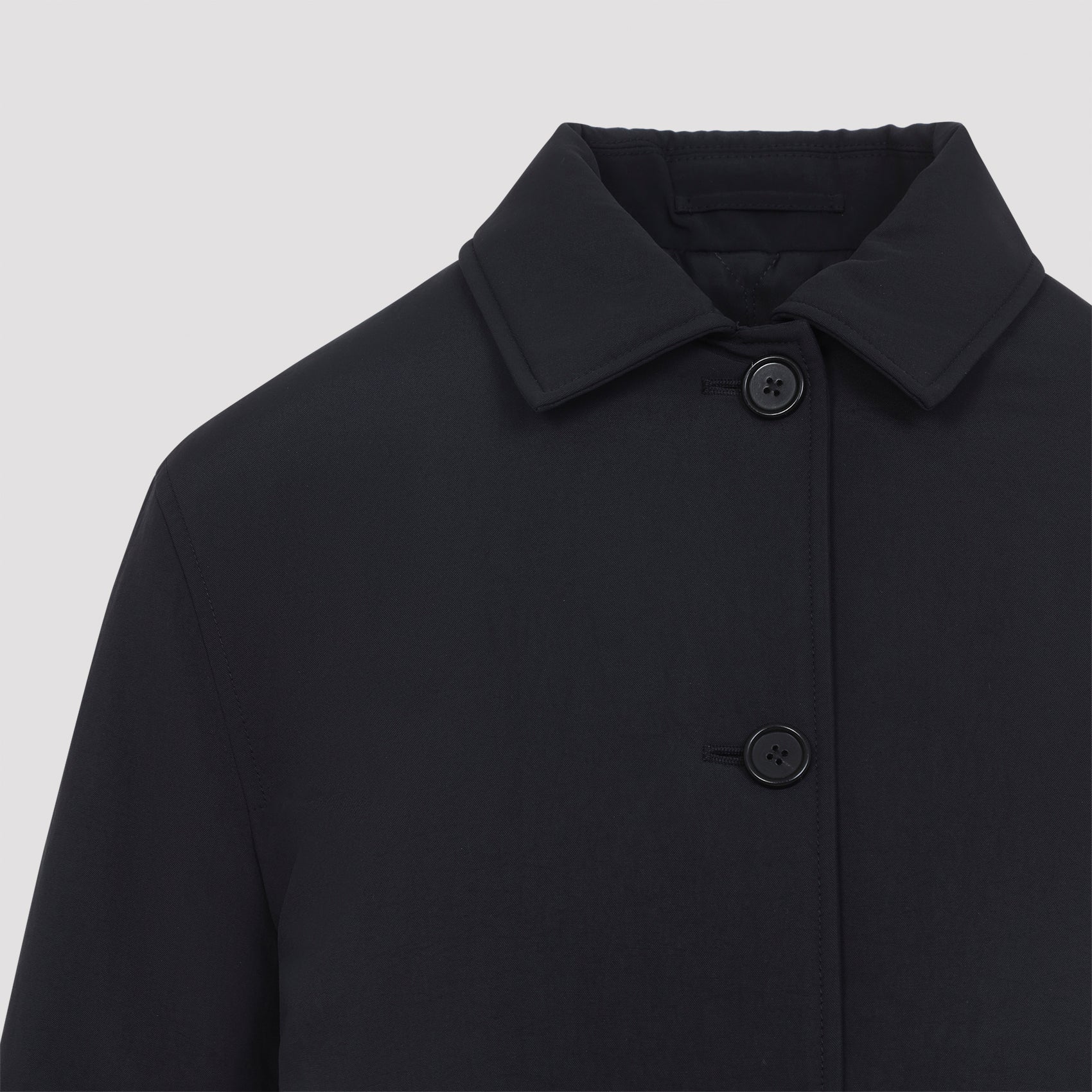 Midnight blue Jil Sander cropped blazer, detail of clean-lined pockets