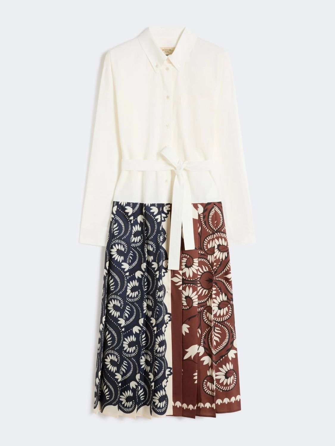 White maxi dress with long sleeves by WEEKEND MAX MARA, front view on model