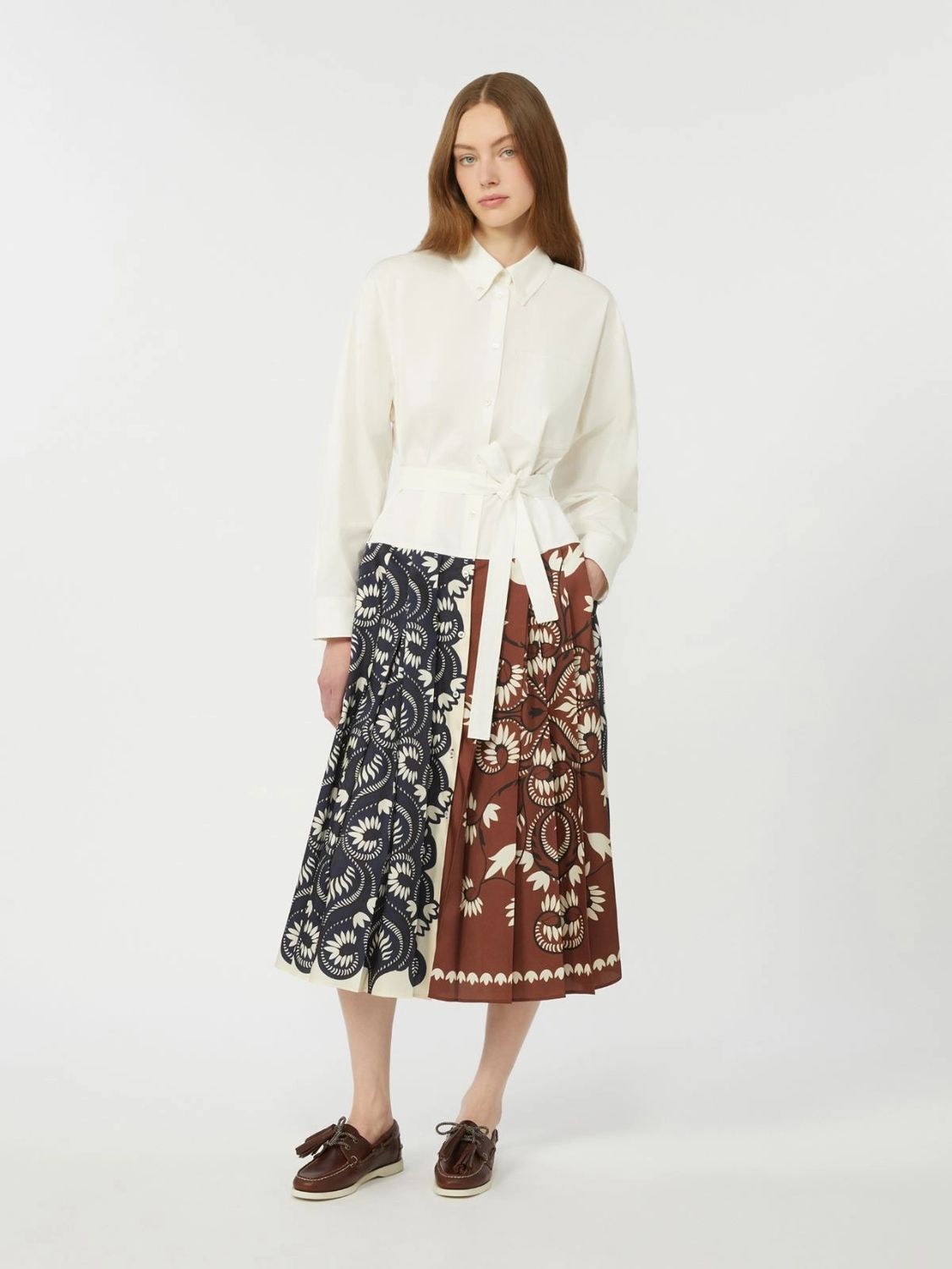 White WEEKEND MAX MARA maxi dress side view on model
