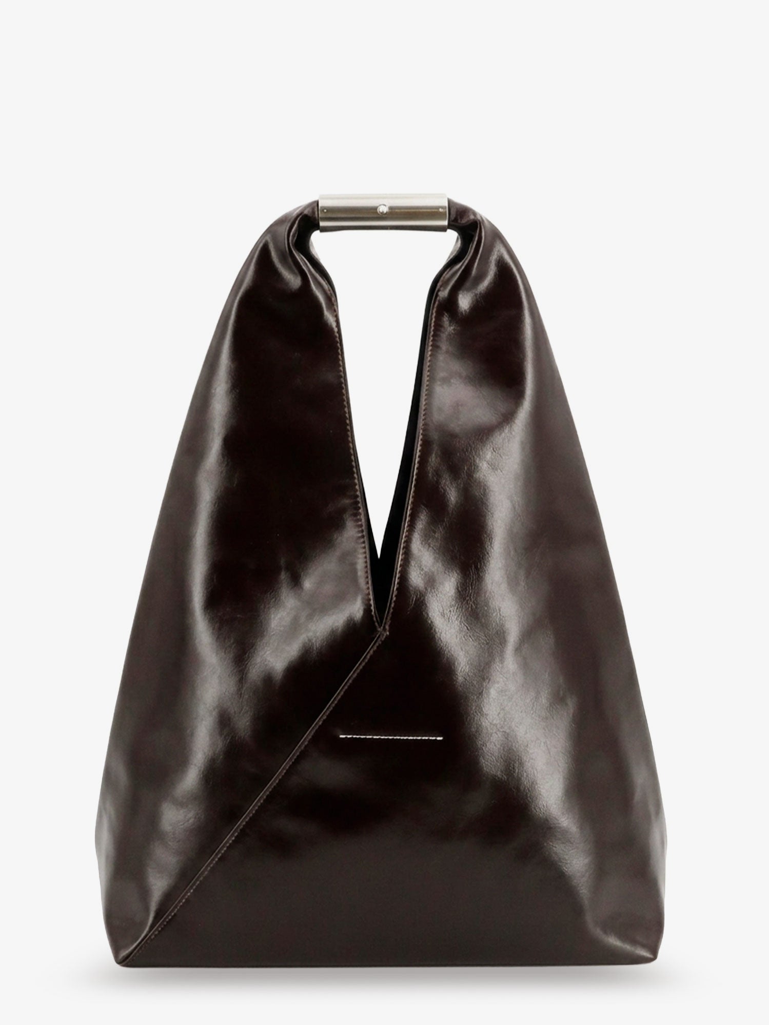 Black MM6 Maison Margiela shoulder bag showing signature back stitching detail