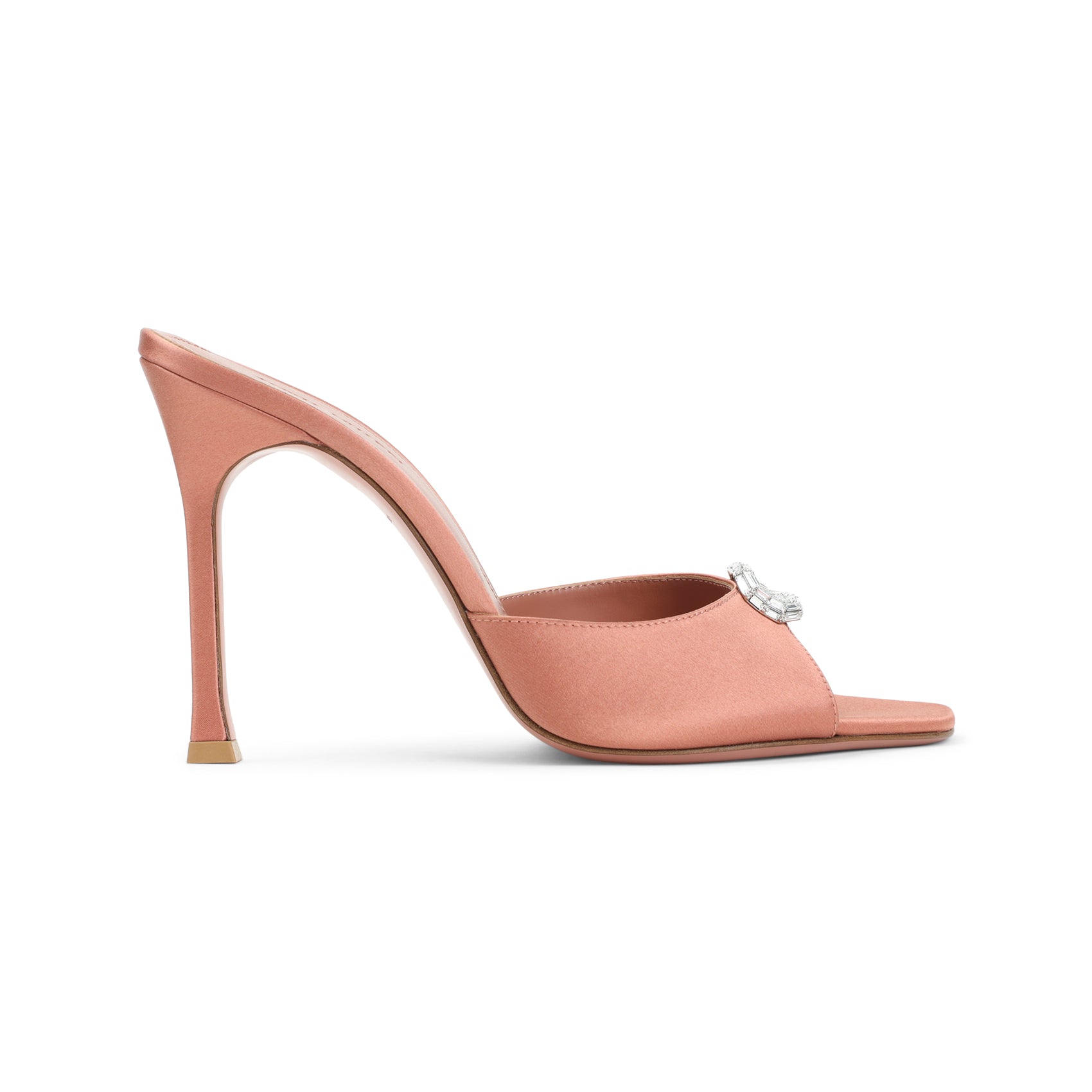 Beige Mini Camelia Slipper mule by Amina Muaddi, front angle