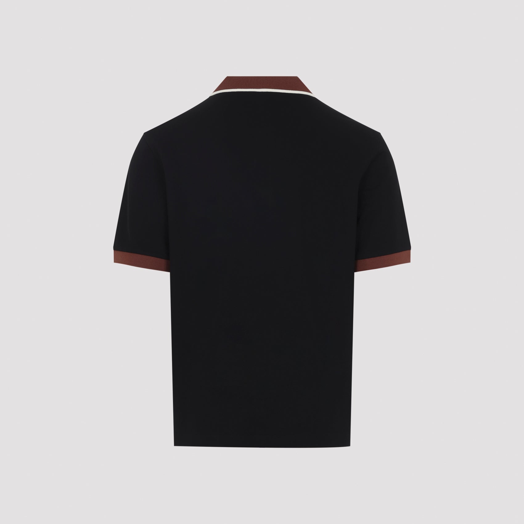 Black piqué polo with white stripe collar detail by Marni