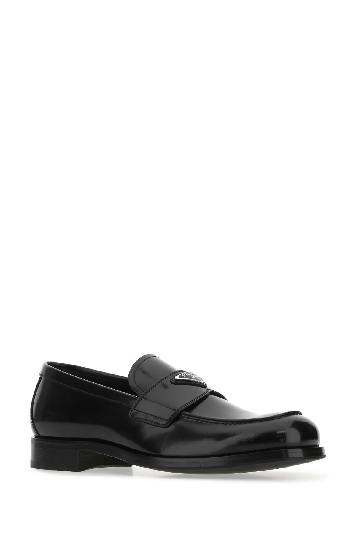 BLACK LEATHER LOAFERS Prada