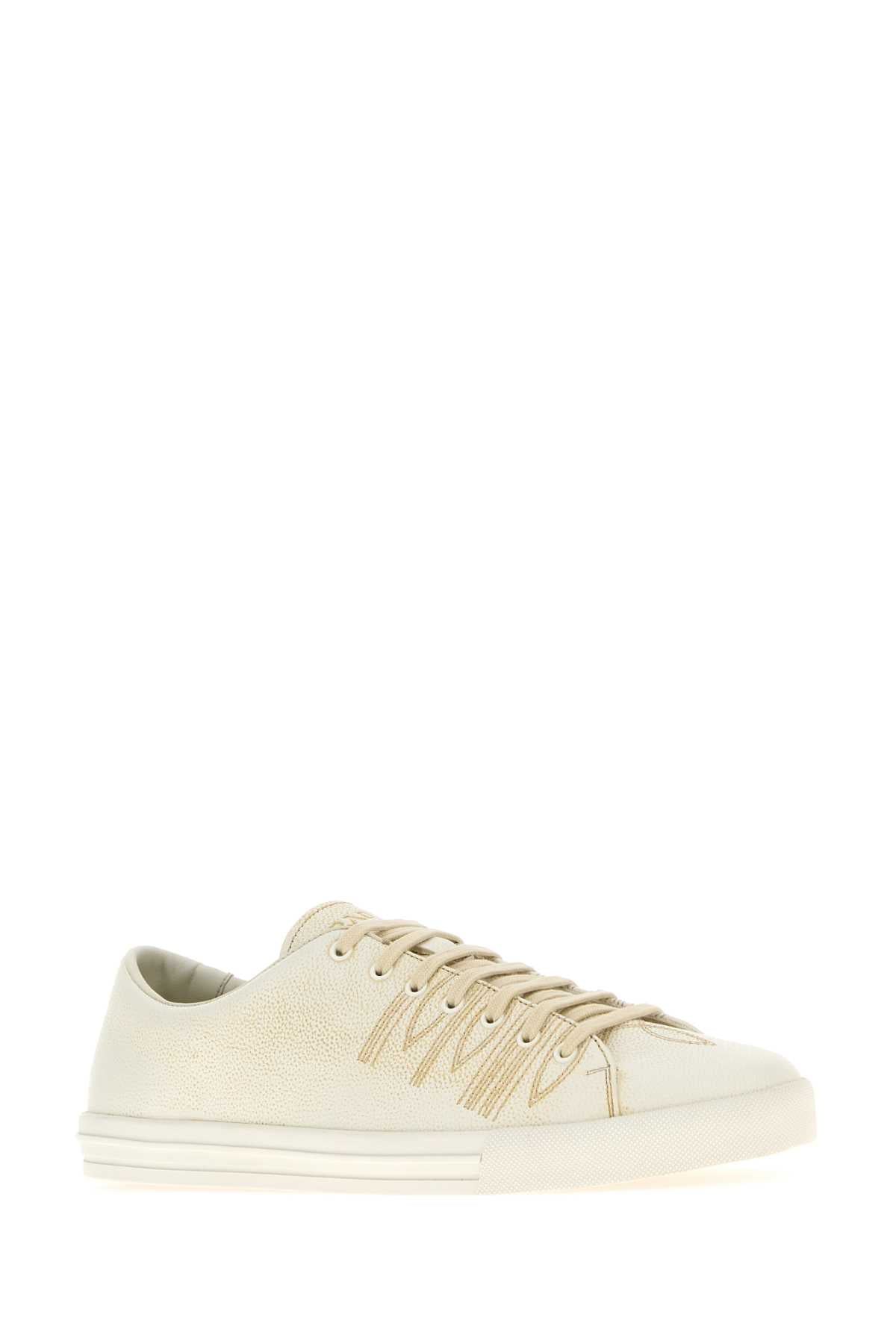 IVORY LEATHER SNEAKERS Prada