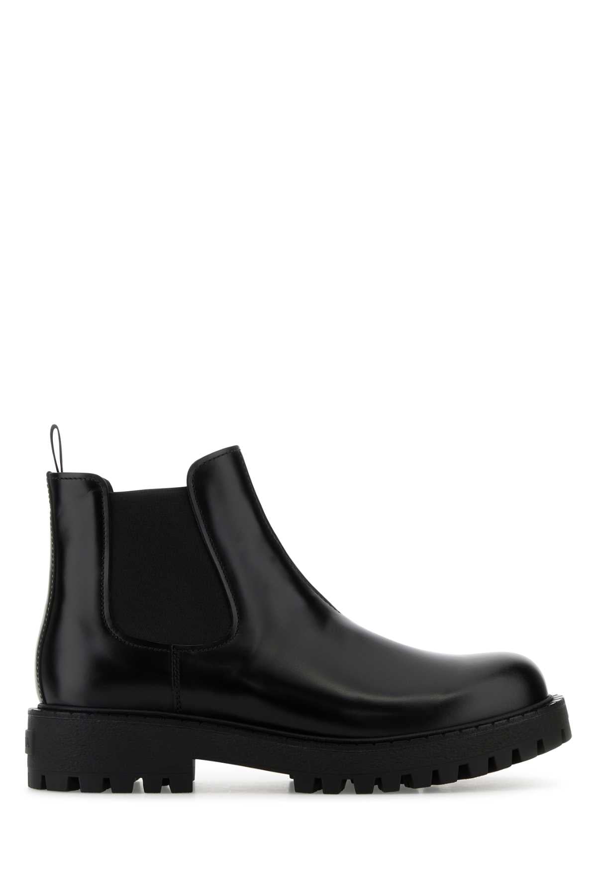 BLACK LEATHER ANKLE BOOTS Prada BLACK 8