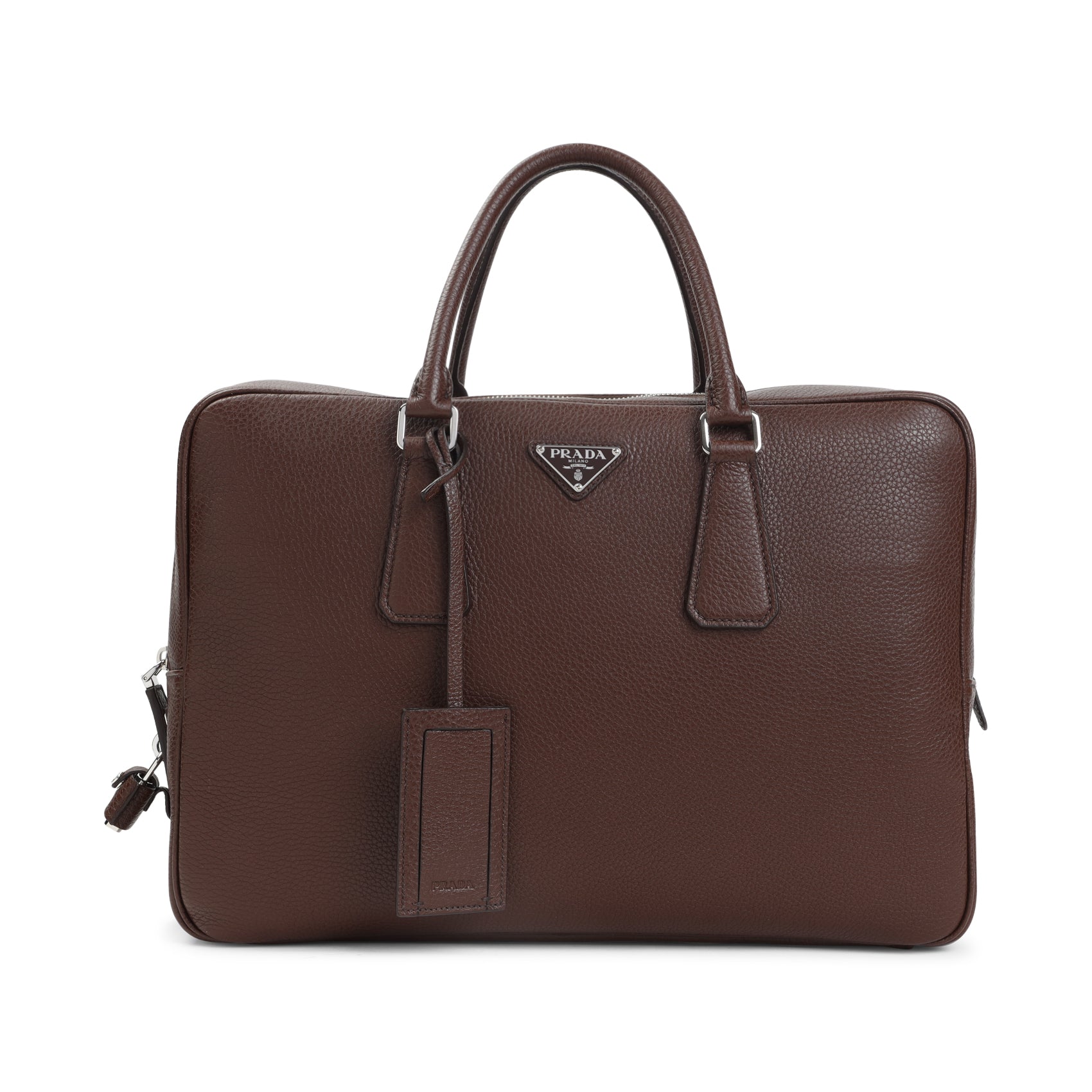 GRAINED LEATHER TOTE BAG Prada BROWN UNICA