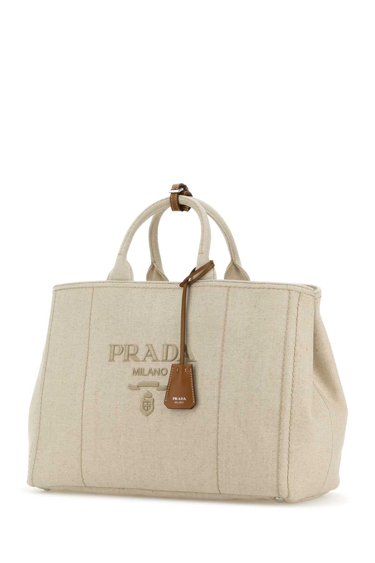 SAND CANVAS EXTRA LARGE PRADA JARDINIèRE SHOPPING BAG Prada