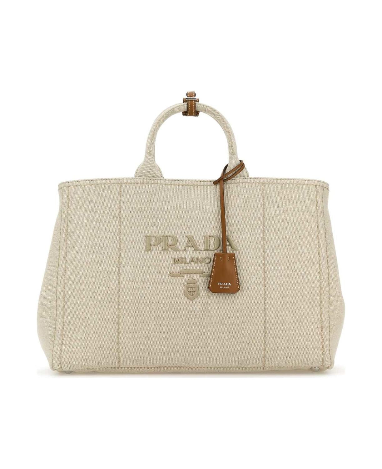SAND CANVAS EXTRA LARGE PRADA JARDINIèRE SHOPPING BAG Prada BEIGE O TAN TU
