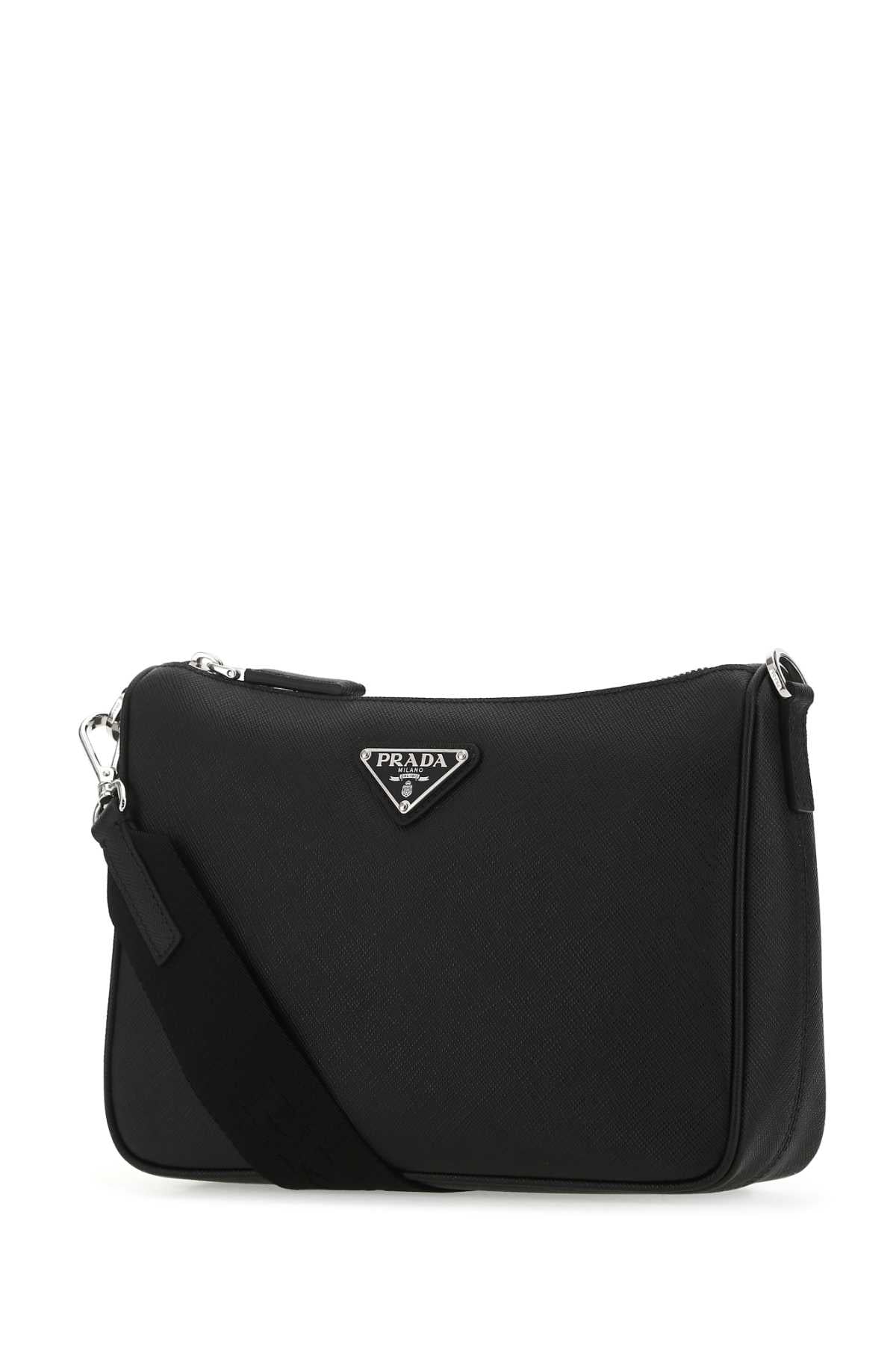 BLACK LEATHER CROSSBODY BAG Prada