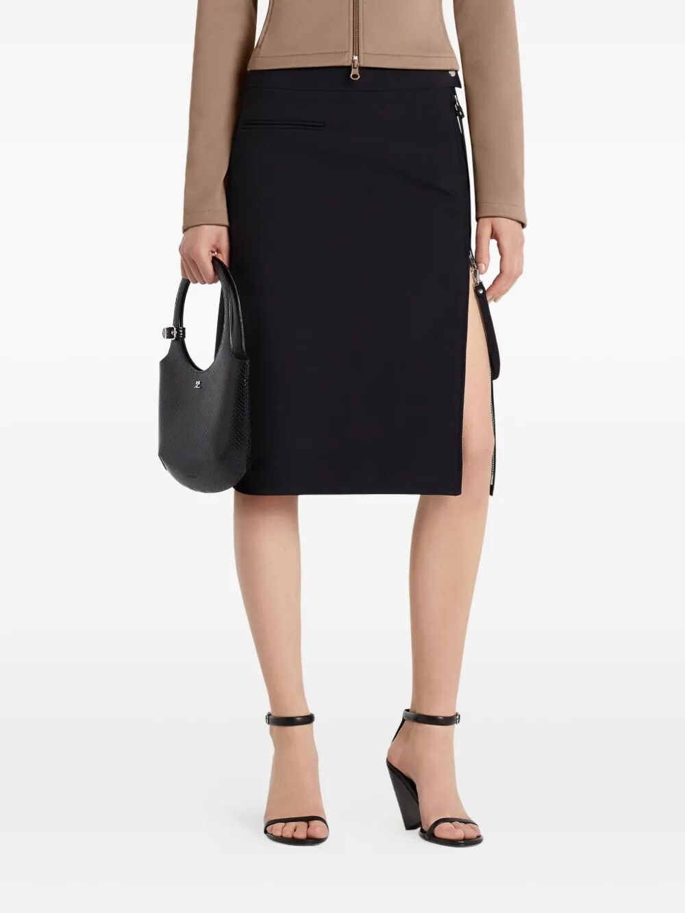 ZIPPED "HERITAGE" CREPE SKIRT COURREGÈS BLACK 34