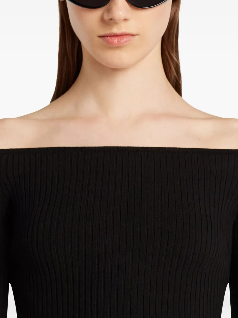 "OFF SHOULDER" RIB KNIT TOP COURREGÈS