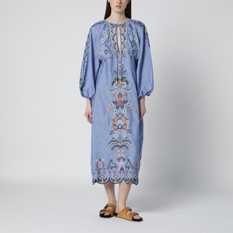 FARM Rio LIGHT BLUE BLUE GARDEN TAPESTRY MIDI DRESS – Lord & Taylor