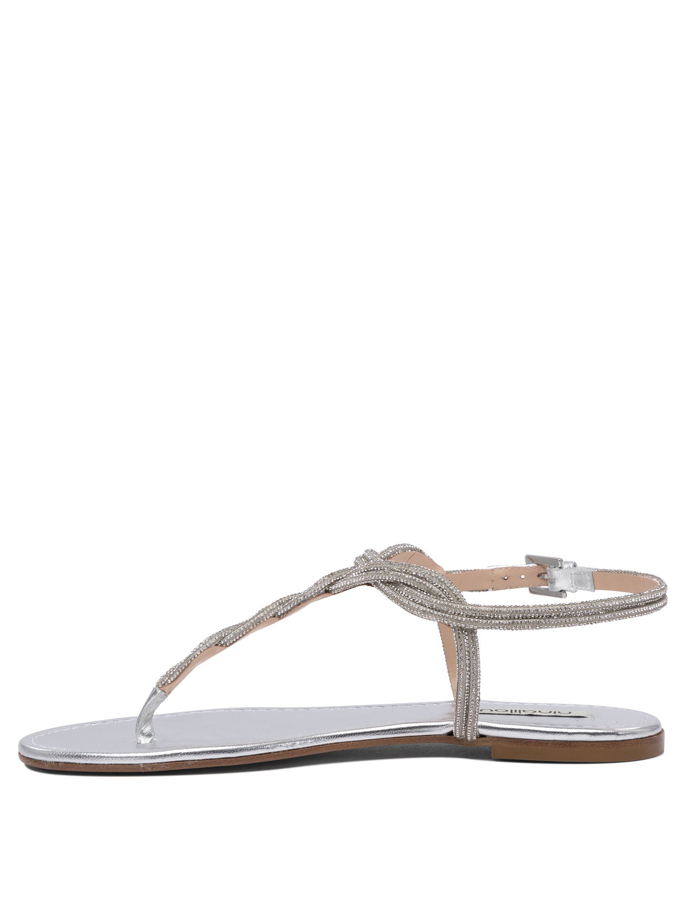 SILVER LEATHER SANDALS NINALILOU