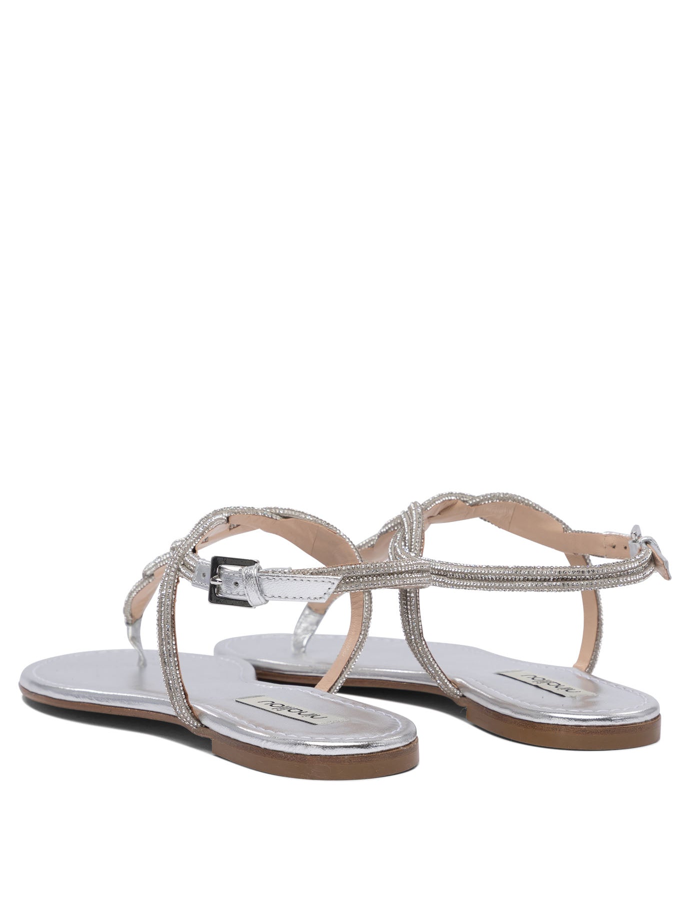 SILVER LEATHER SANDALS NINALILOU