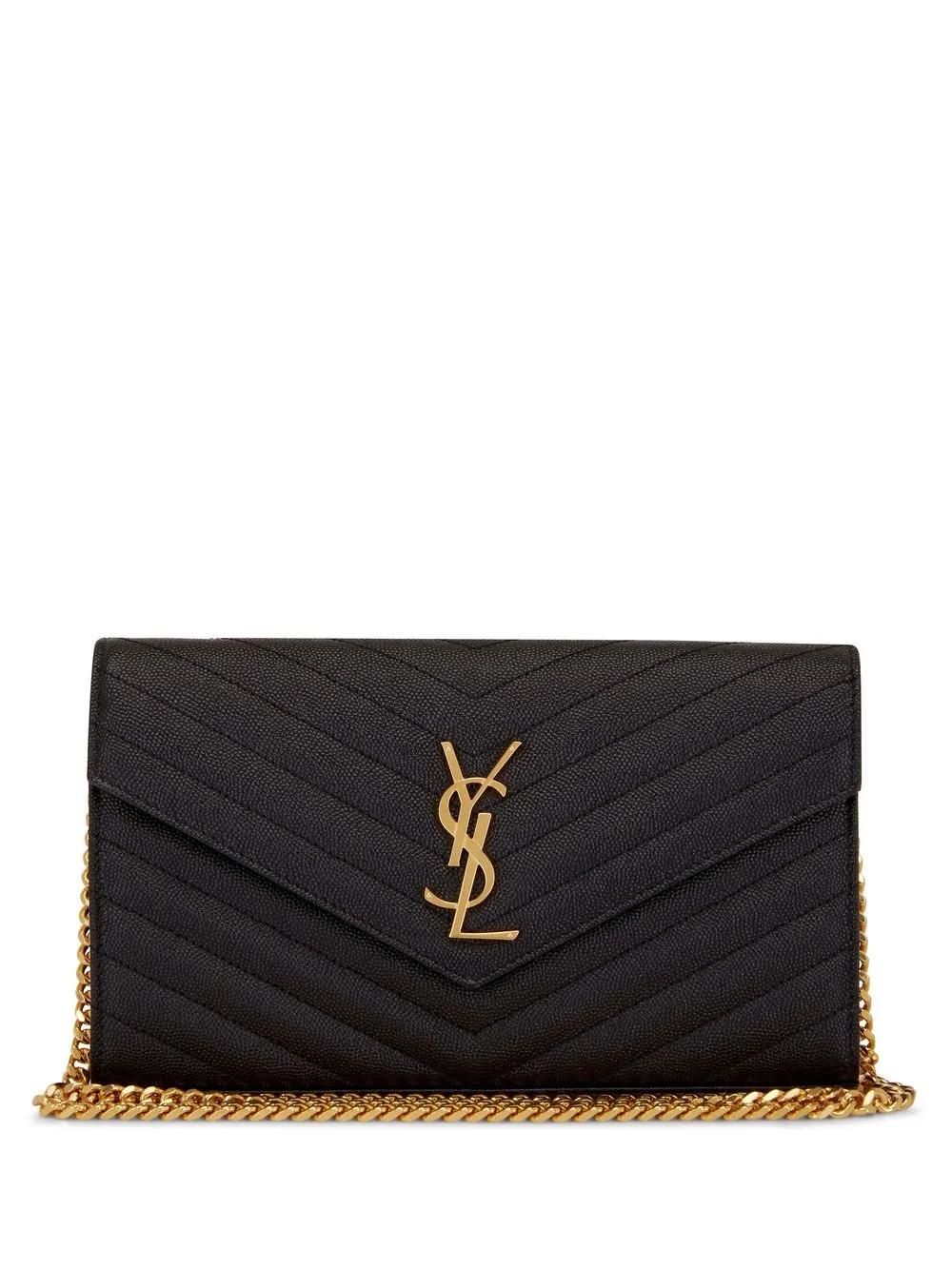 CASSANDRA LEATHER WALLET ON CHAIN Saint Laurent black TU