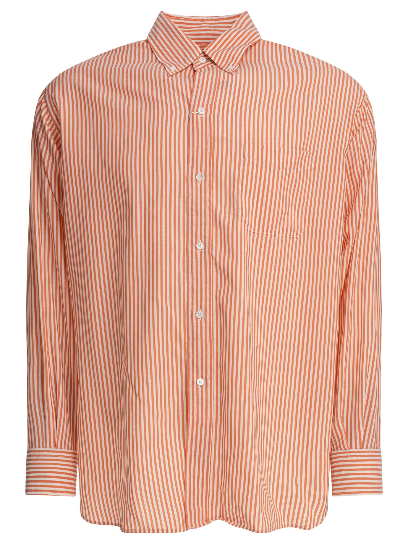 "WOOL STRIPE" SHIRT BEAMS PLUS ORANGE S