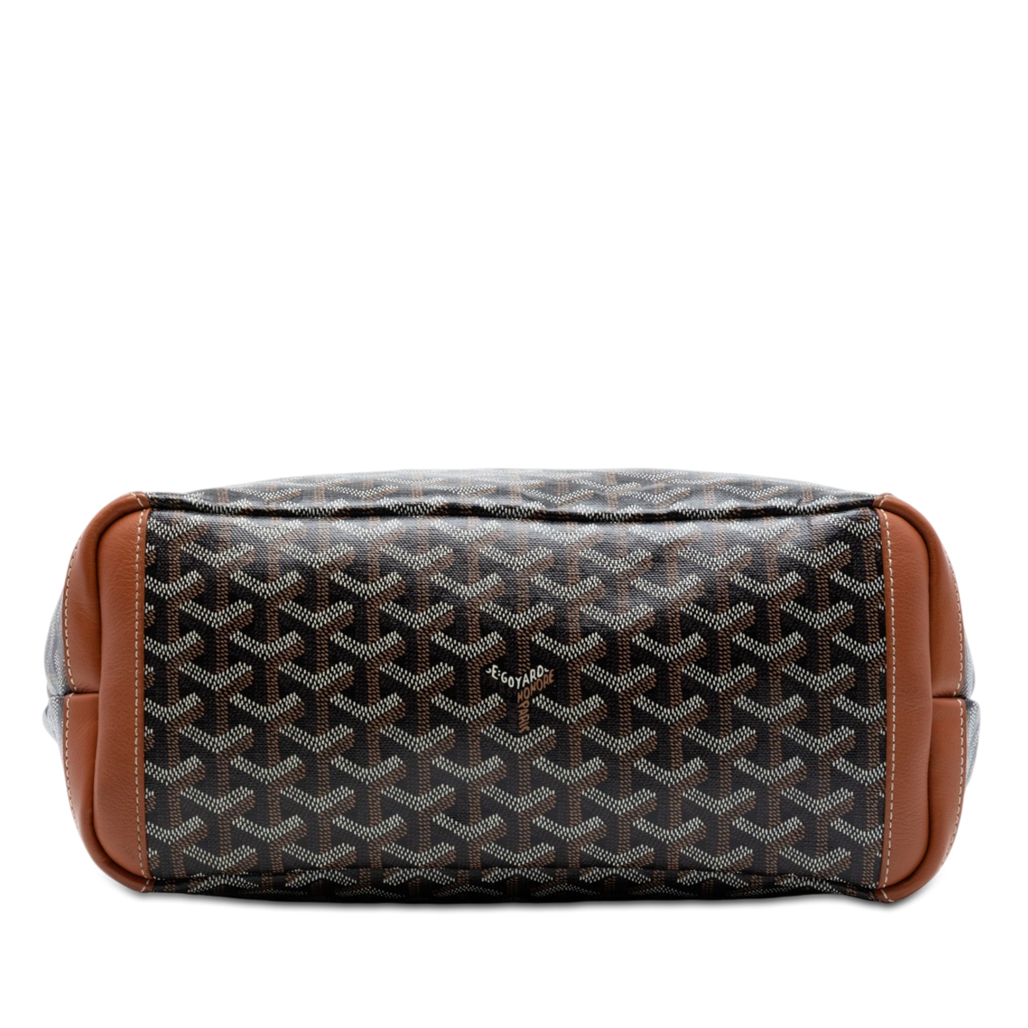 Black Goyard Artois PM tote bag, back view showing canvas pattern