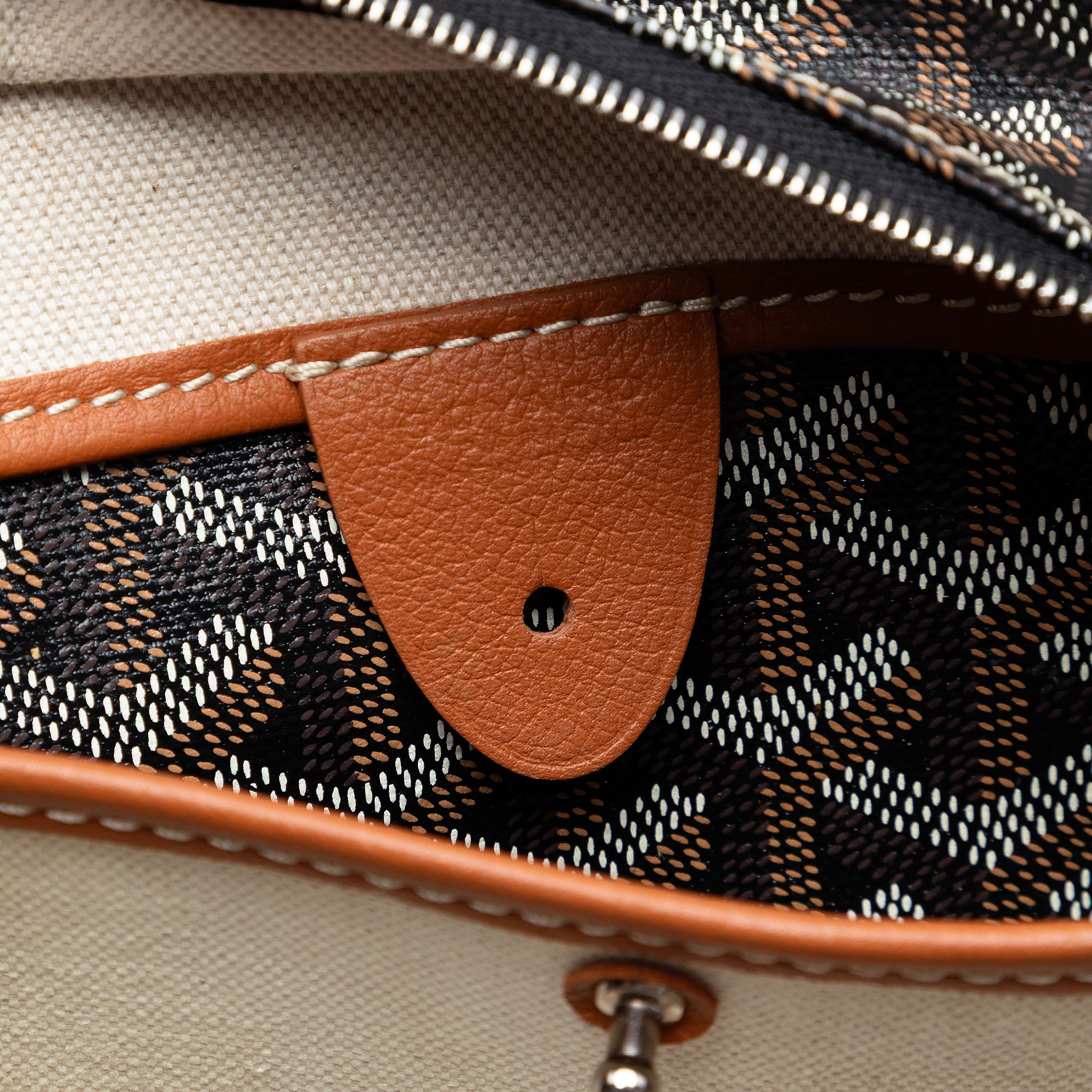 Black Goyard Artois PM tote bag, bottom view showing structure